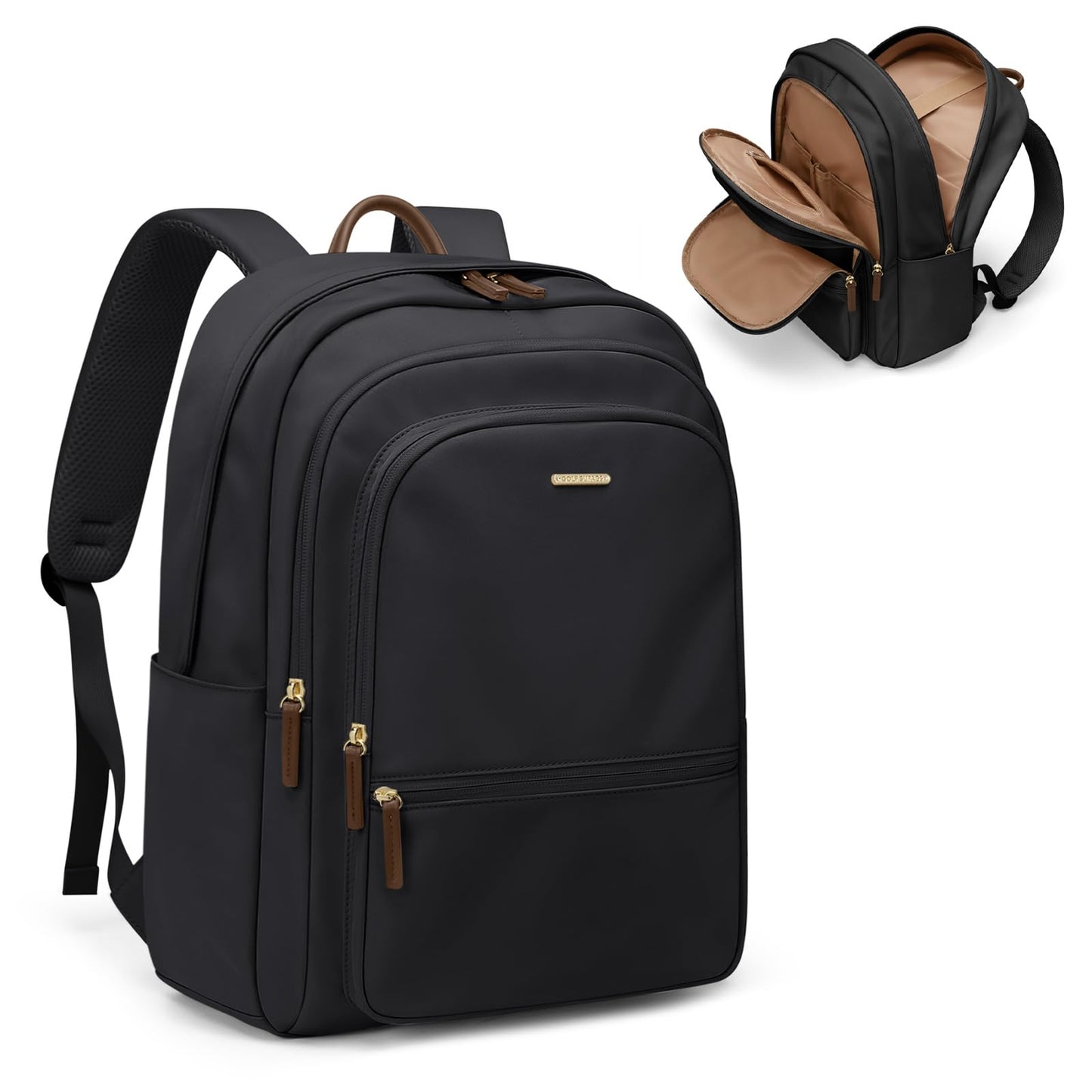Backpack for Women Work College Travel Laptop Backpacks Multi-Functional Casual Daypack Teacher Nurse Everyday Bags Fits 15.6 Inch Notebook (Black)