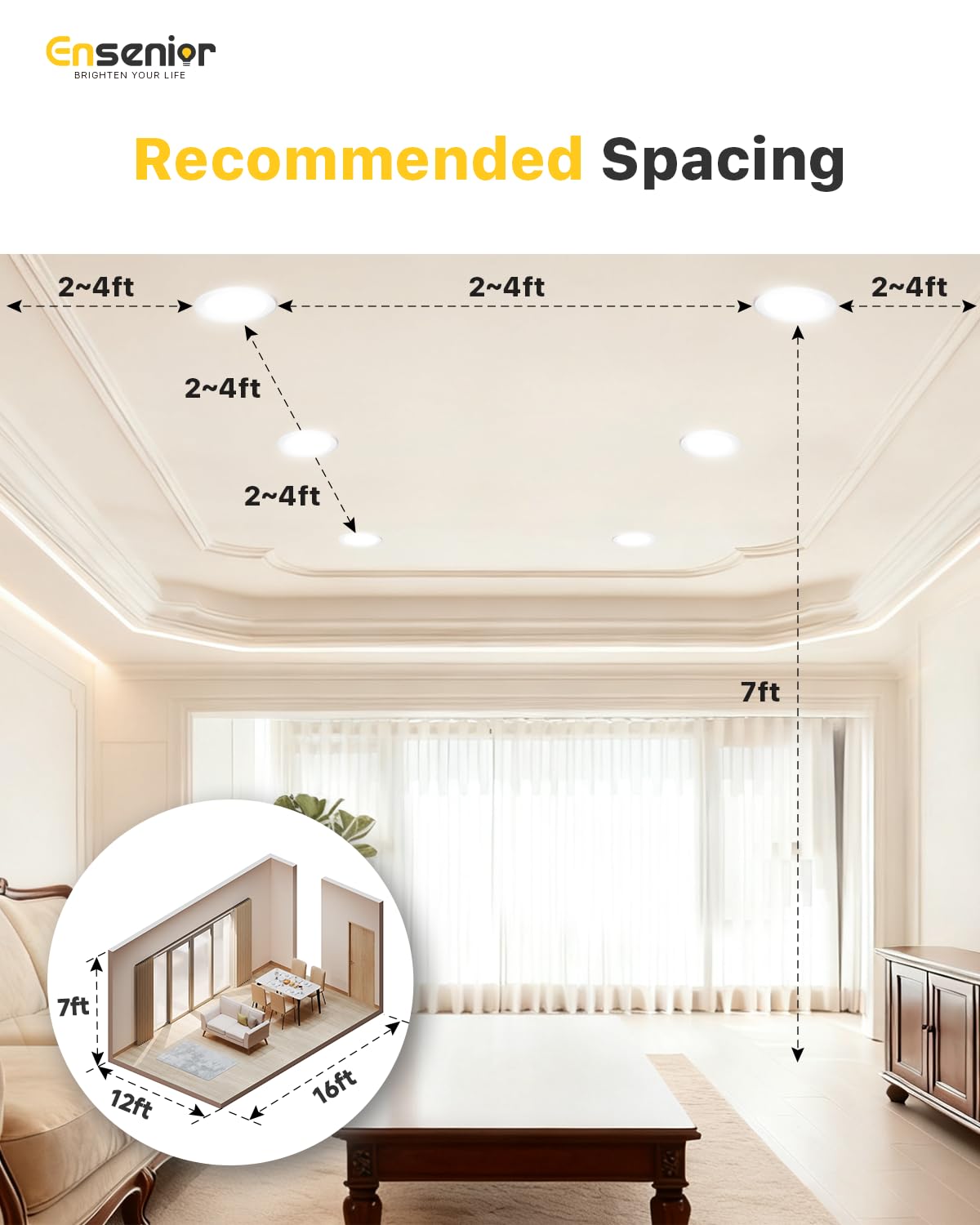 Ensenior 4Inch LED Recessed Slim Pot Light with Junction Box, 5000K, 9W 75W Eqv, Dimmable IC-Rated Ceiling Lighting, 750LM High Brightness - ETL and Energy Star Certified (6 Pack, Cool White)