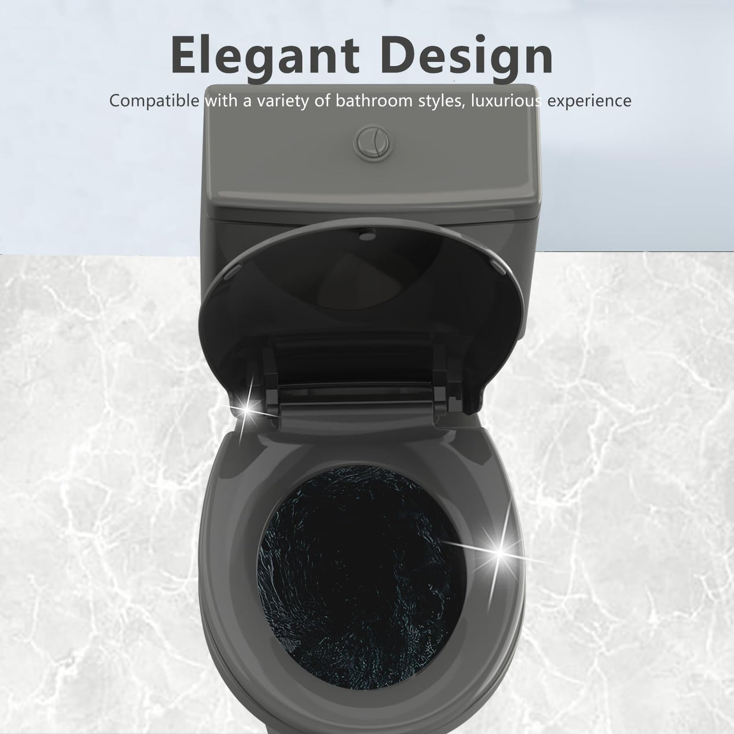 Aünsffer Grey Toilet Seat Soft Closing Quiet Toilet Seat - 16.5 Inch Standard Round Size, Compatible, Safe PP Material Easy Clean, Dark Grey