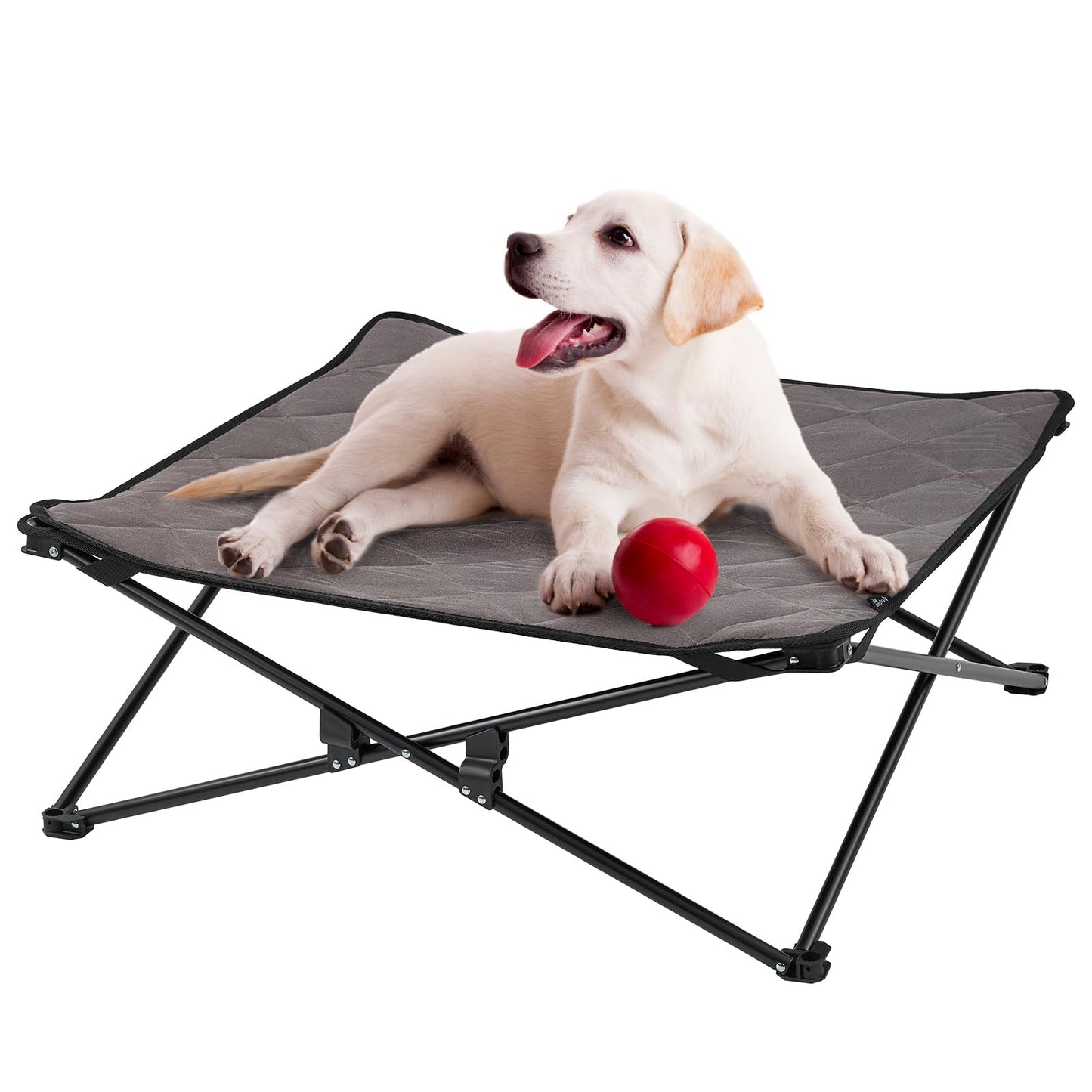 KingCamp Elevated Dog Bed for Medium Dogs, Raised Outdoor Indoor Portable Cooling Cot Lifted Pet Hammock off Ground with Washable Breathable Mesh & Frame with Non Slip Foot for Camping Backyard, Black