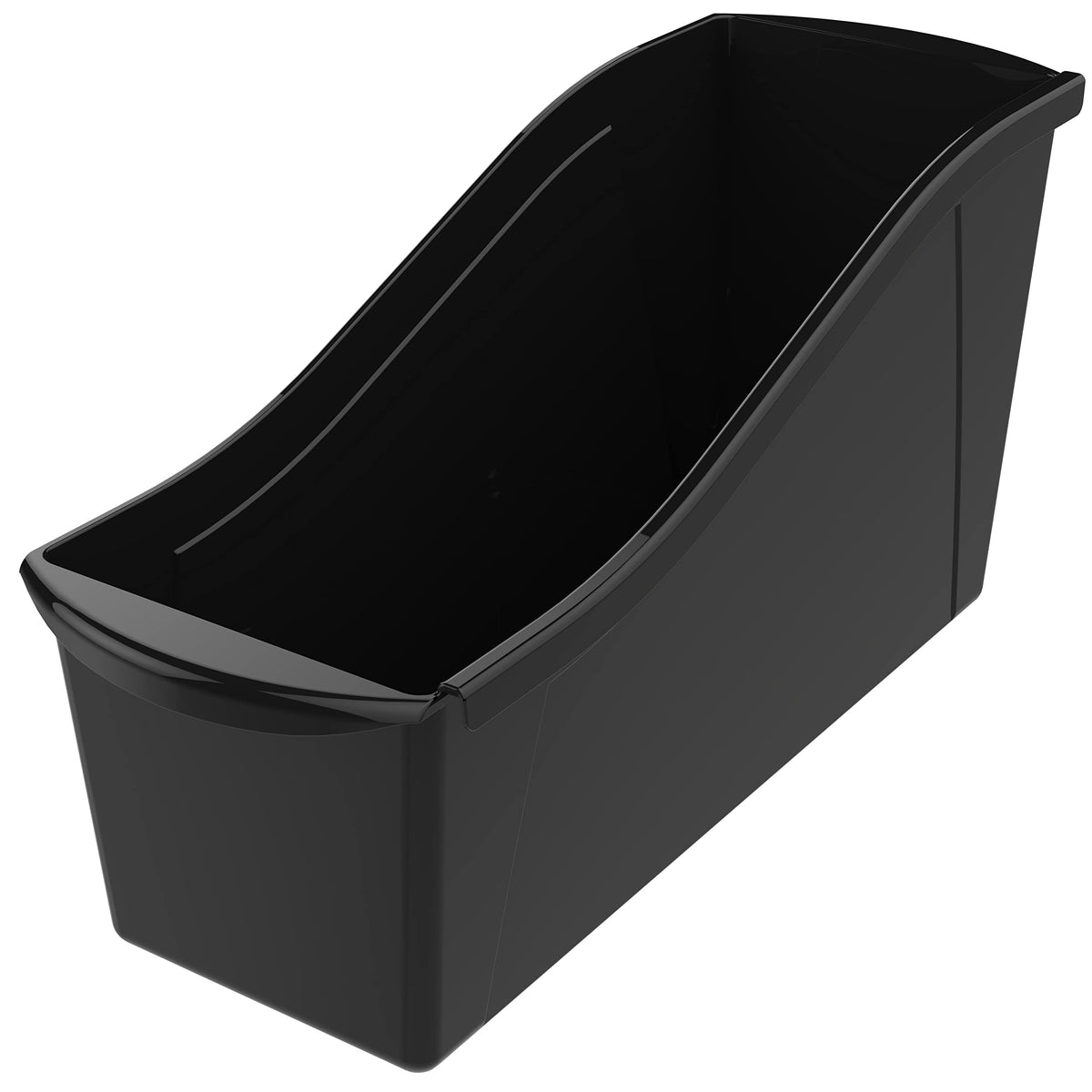 Storex Large Book Bin, Interlocking Plastic Organizer for Home, Office and Classroom, Black, 6-Pack (70109C06C)