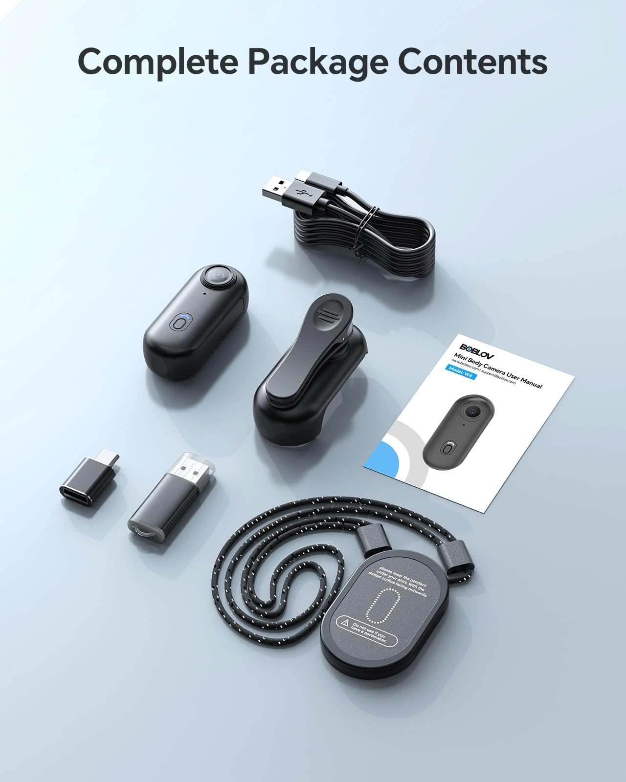 BOBLOV W4 4K Mini Body Camera, Wearable 64GB Camera with 360°Rotatable Clip & Magnetic Clip, 120 Minutes for recording, Easy to Use and Take for Lecture, Traveling, Pet Walking and Outdoors Activities