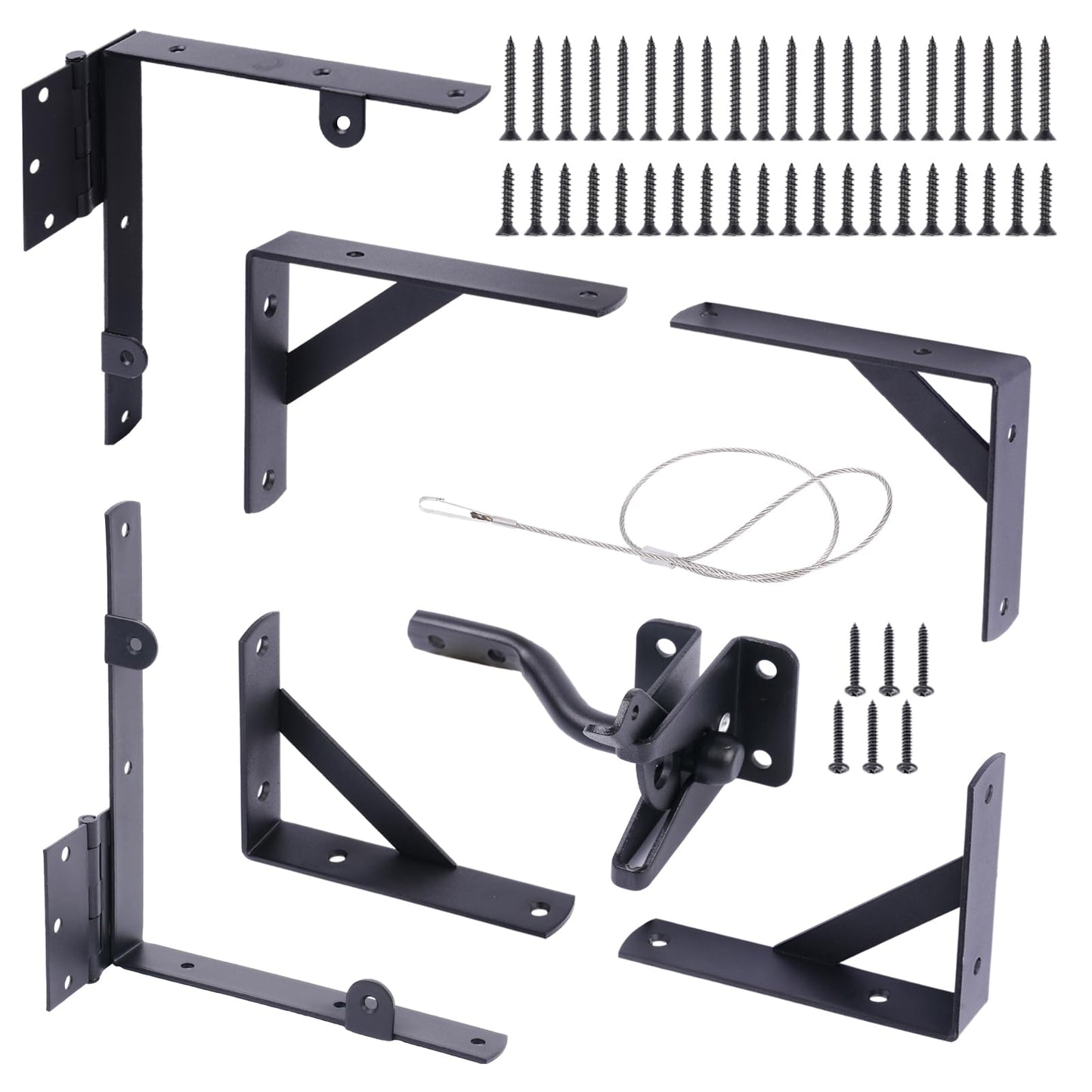 Cartilage 1 Set Anti Sag Gate Corner Brace Frame Kit,Heavy Duty Gate Corner Brace Bracket with Self-Locking Gate Latch,Frame Hardware Kit for Wooden Gate Fences,Shed Doors,Corral Gates,Wood Windows