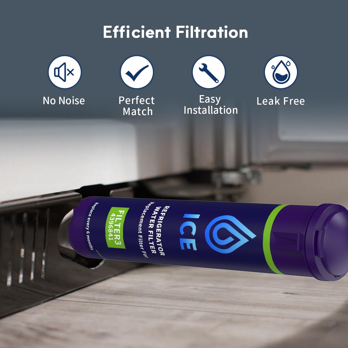 Perfect Ice Refrigerator Water Filter Compatible with Whirlpool EDR3RXD1,EDR3RXD1B,4396841,4396710,4396710P,4396710B, Kenm0re 9083,9030,46-9030(3 Pack Blue)