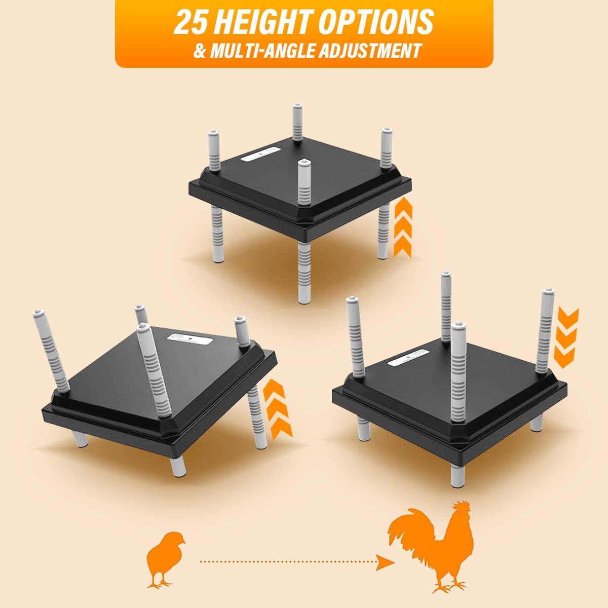 Chicken Brooder Heater, 10 * 10in Chick Brooder Heating Plate, Adjustable Height Brooding Heater, Cleaning Plate Poultry Coop Heater Chicks Warmer for 15 Chicks and Ducklings(Black)