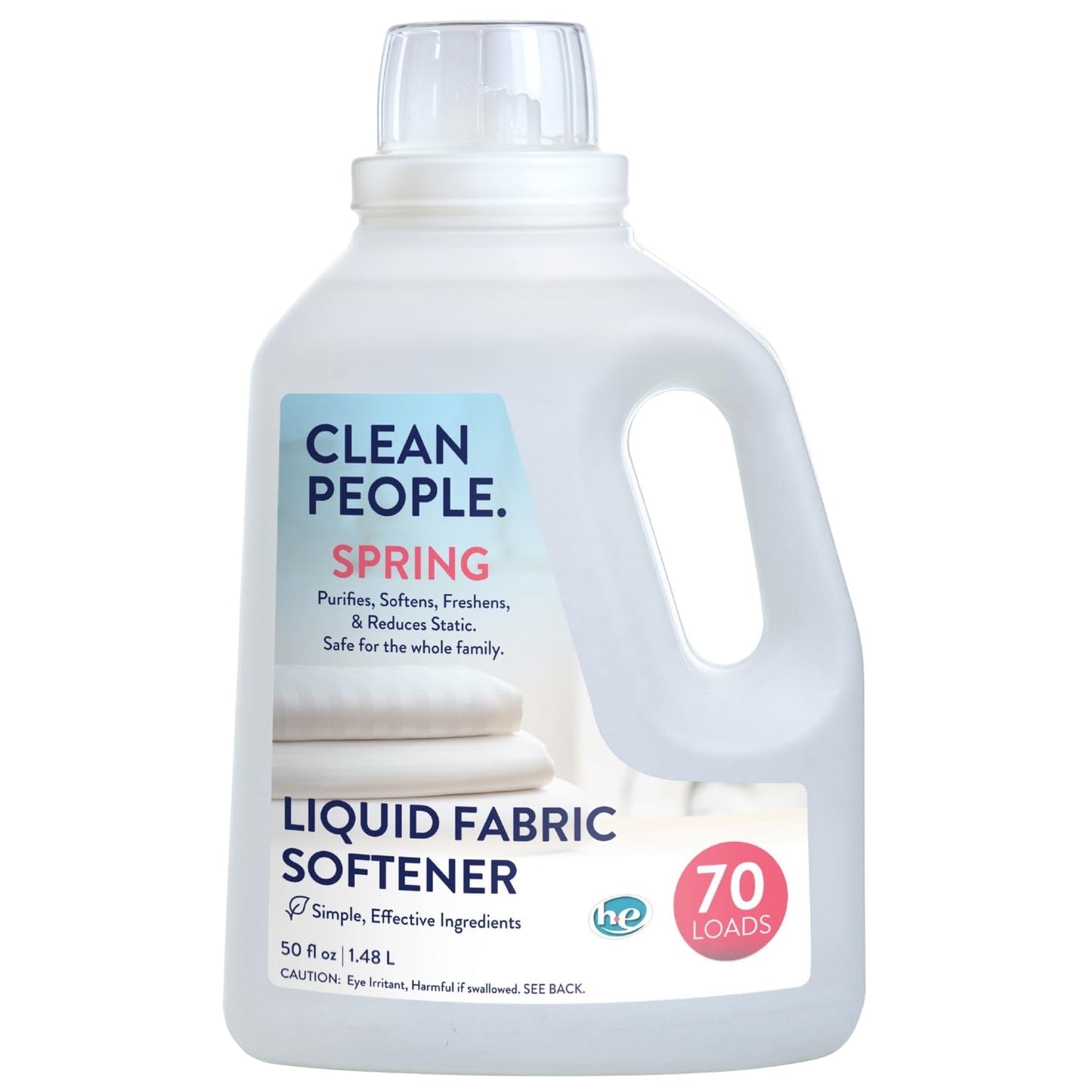 The Clean People Liquid Fabric Softener - Softens & Removes Static Cling - Vegan Scented Laundry Softener - Spring Scent, 50 fl oz - 74 Loads