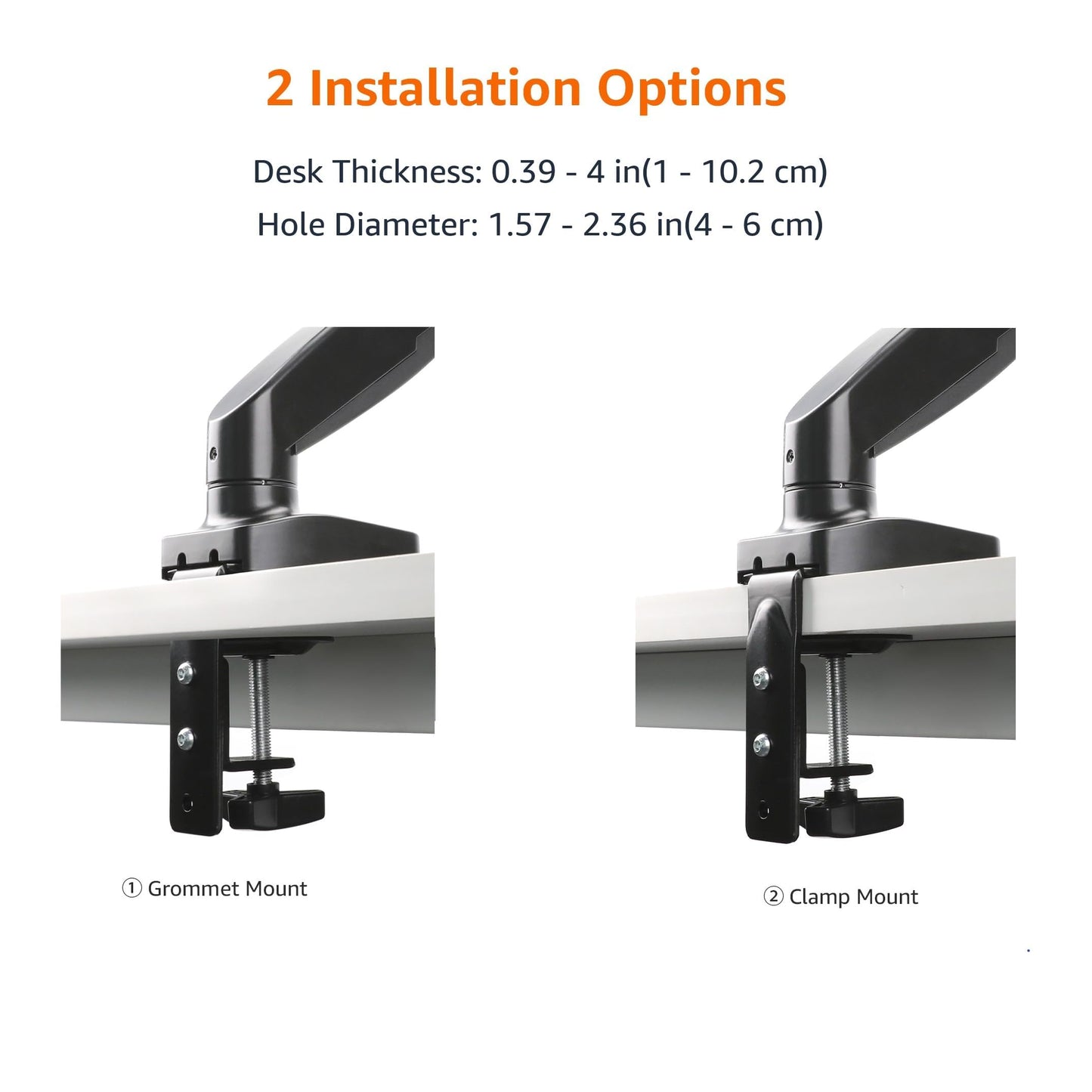 Amazon Basics Gas Spring Dual Computer Monitor Arm Mount, Adjustable, Holds up to 27" Monitors