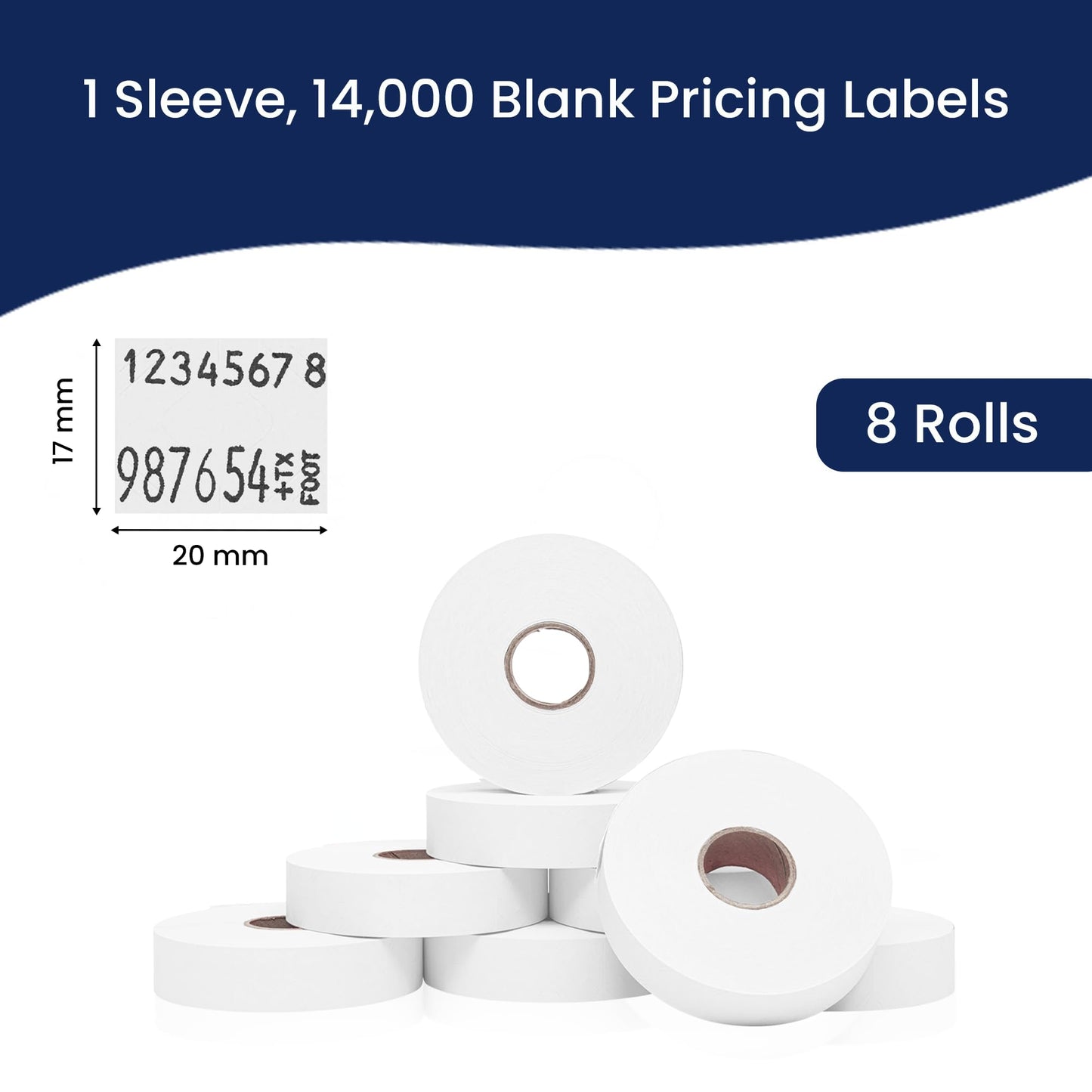 Perco White Pricing Labels for Monarch 1136 Price Gun - 8 Rolls, 14,000 Price Marking Labels