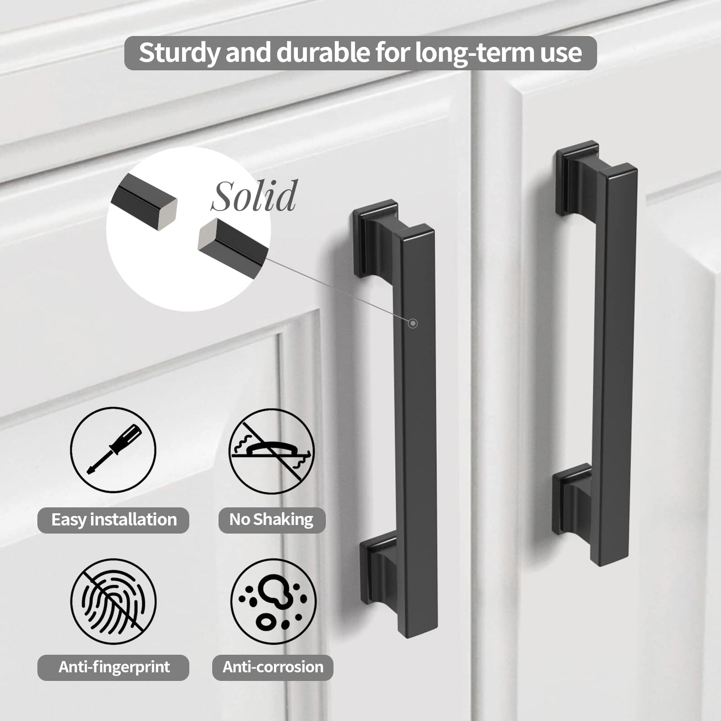 Coinkoly 10 Pack 3-3/4 Inch(96mm) Hole Center Kitchen Cabinet Handle Cabinet Pulls Matte Black Kitchen Drawer Pulls Finish 4-3/4" Hardware Dresser Handles Bathroom Cabinets Handles