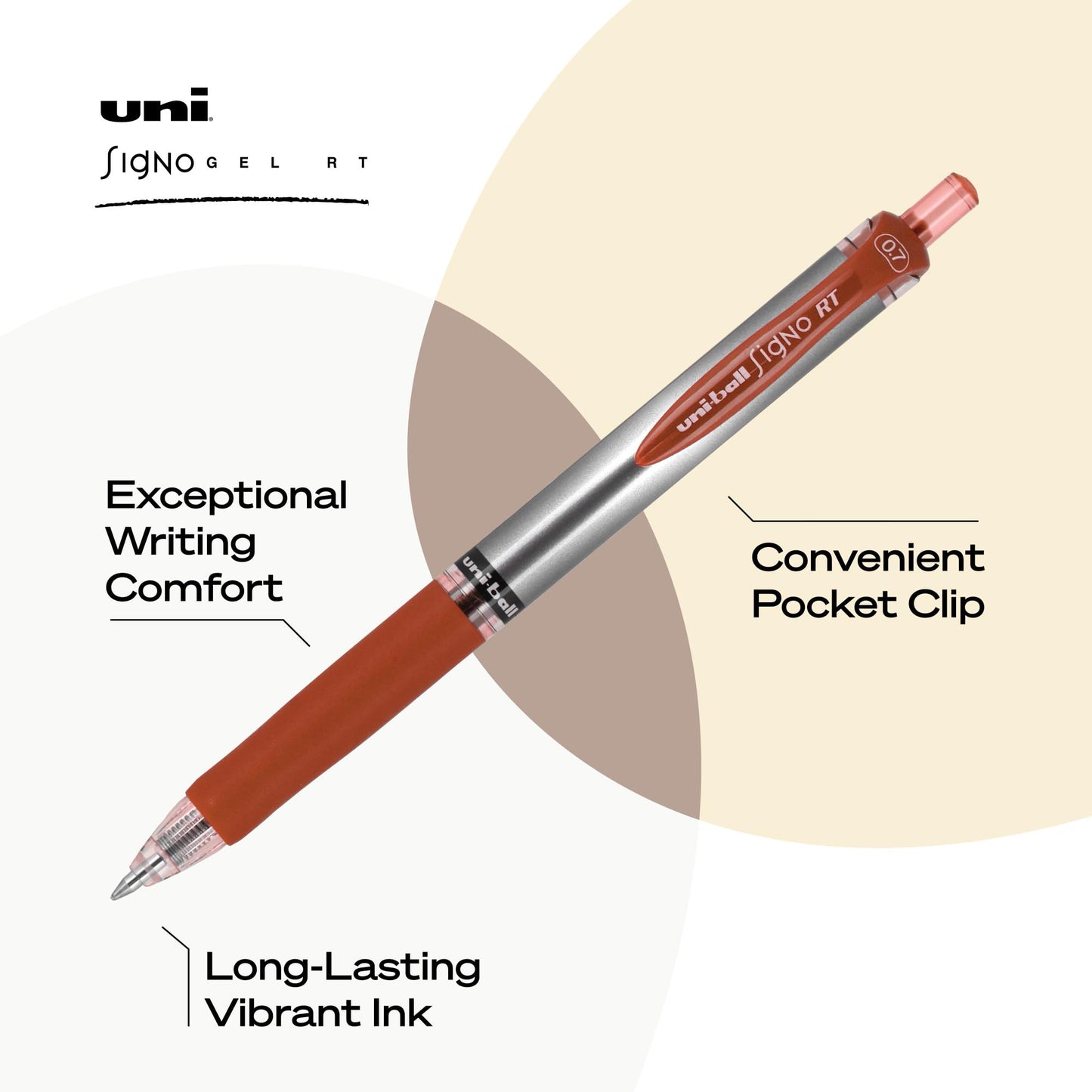 uni-ball Signo RT Rollerball Gel, Gel Retractable Roller Ball Pen Medium-0.7mm, 12 Pack, Red Ink (65942)