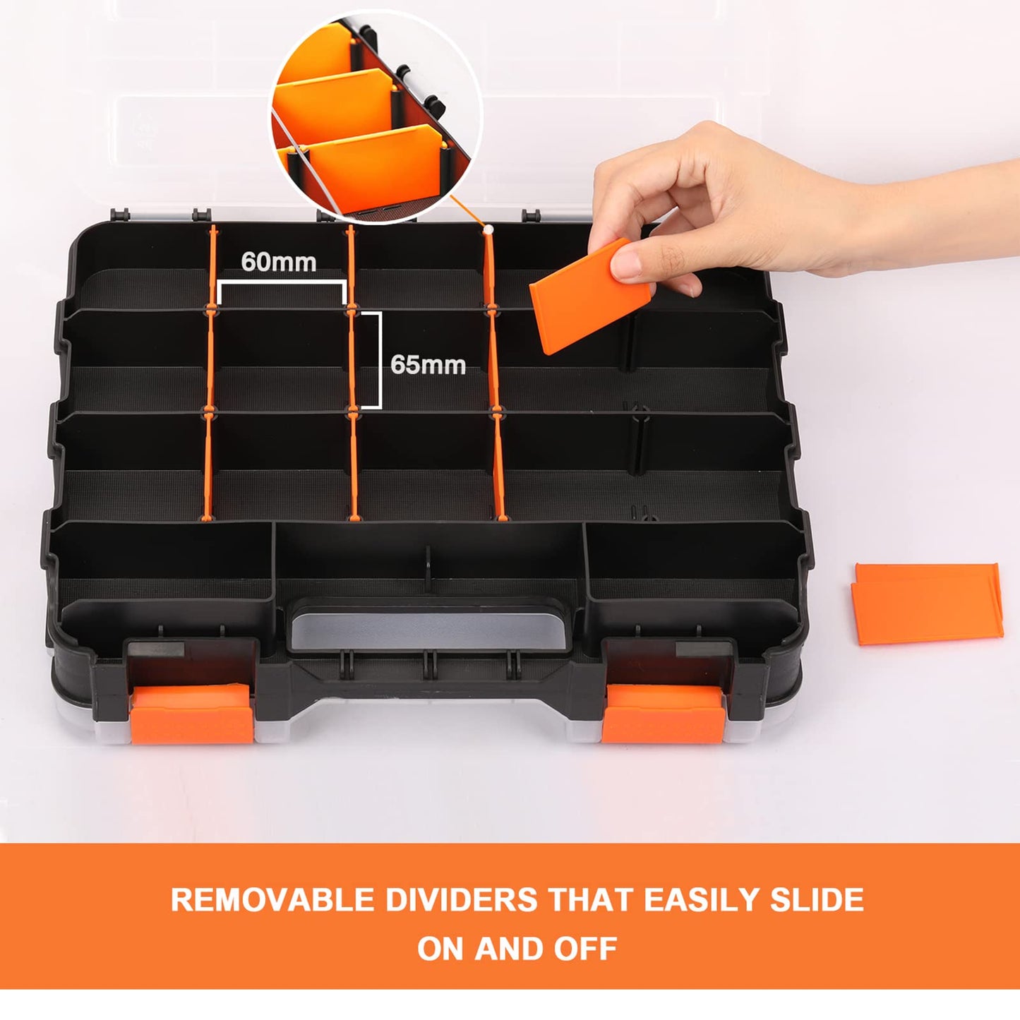 Mayouko Double Side Tools Organizer, Customizable Removable Plastic Dividers, Hardware Box Storage, Excellent for Screws,Nuts,Small Parts, 34-Compartment,2 PCS Set,12.6"L x 10.6"W x 3.2"H
