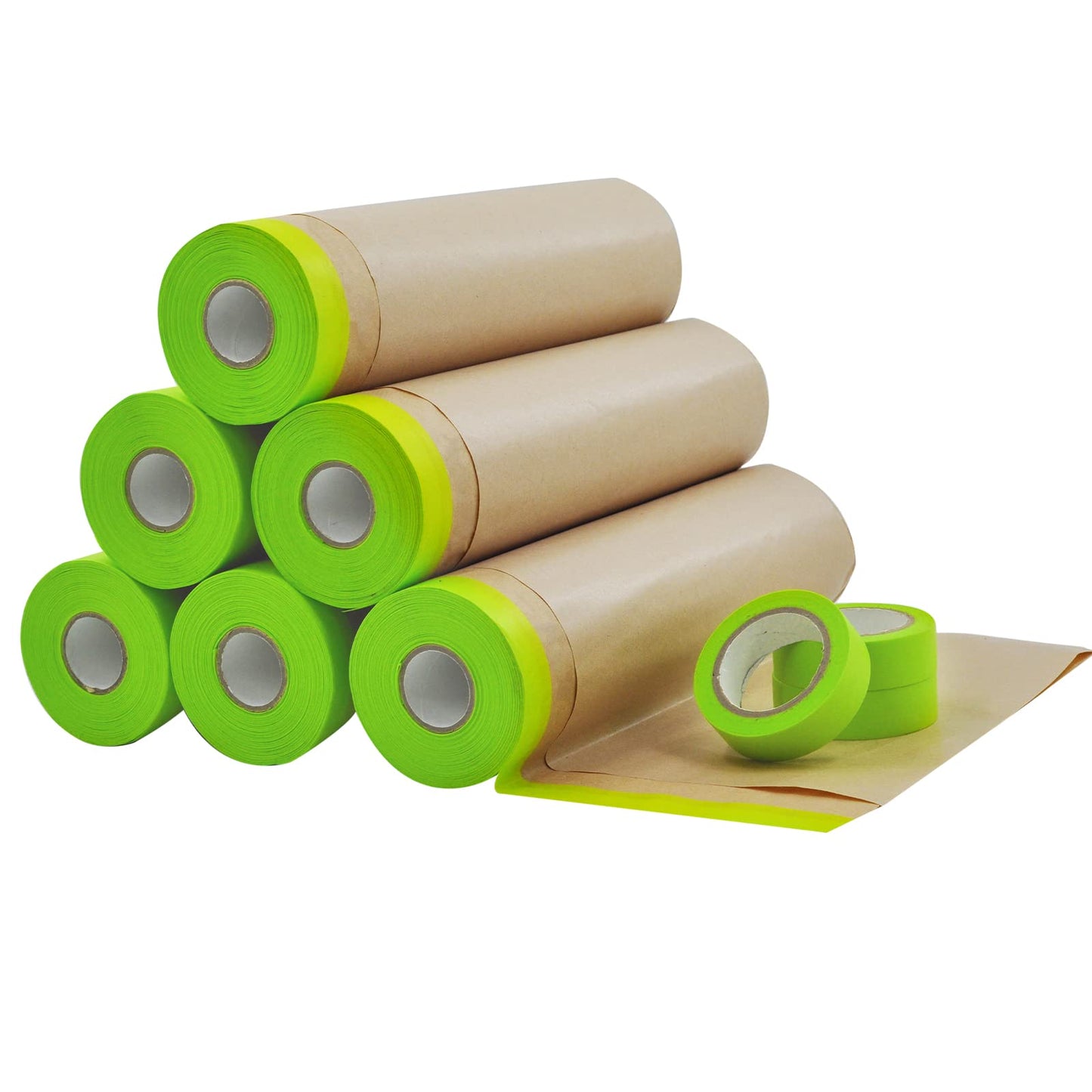 Masking Paper 6 Pack Paint Masking Tape and Drape for Painting Paint Masking Paper Assorted Paint Masking Paper for Car and Furniture (18inch Width X Total 300ft Long)