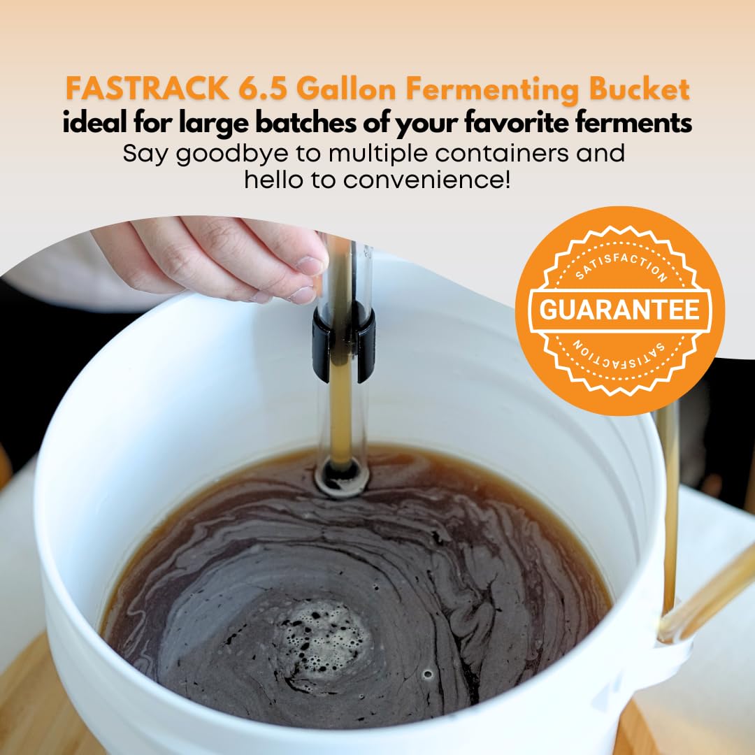 Fasttrack Fermentation Bucket,Home Brewing Wine Fermenter,6.5 Gallon Fermenting Bucket with Lid,100% Food Grade-BPA Free Fermenting Bucket for Your Beer, Wine or Any Other Fermented Beverage