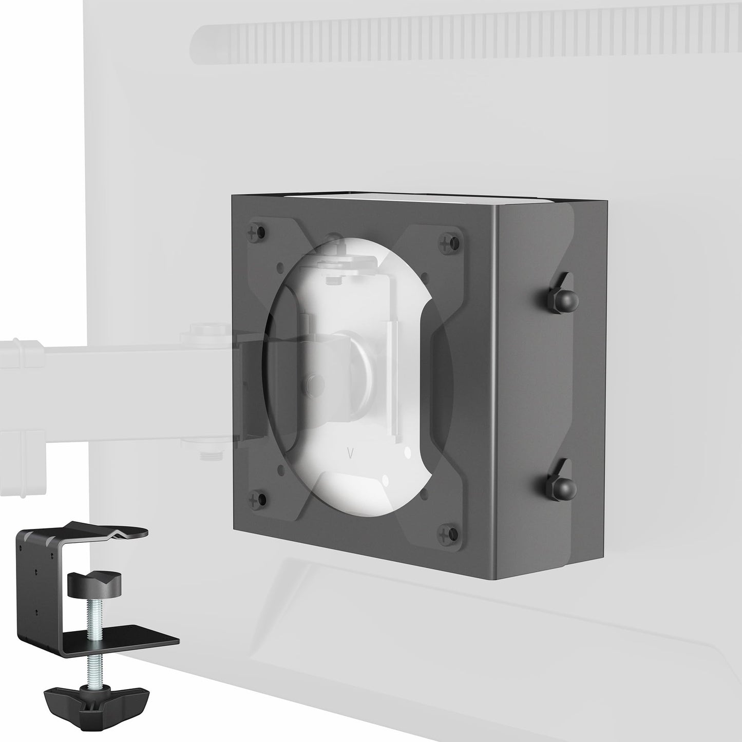 VIVO Behind Monitor VESA Mount Designed for Mac mini M4 and M4 Pro Model, (2024), Desk Clamp Option, Black, MOUNT-MINI24