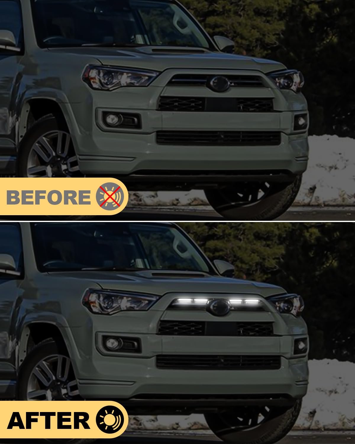 OKLSG Front Bumper LED Grill Lights for 2024 2023 2022 2021 4Runner Accessories Raptor Marker Lights Bars fit SR5 TRD Sport TRD Off Road Limited OEM Grille(White)