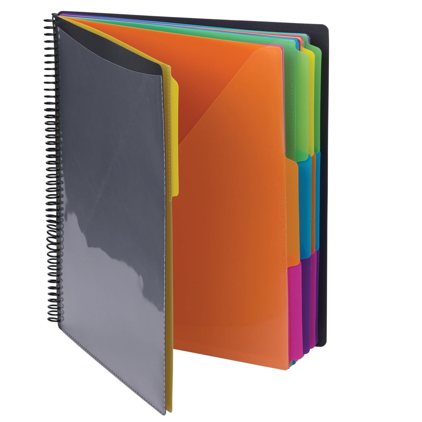 Smead 24 Pocket Poly Project Organizer, 1/3-Cut Tab, Letter Size, Gray with Bright Colors (89206)