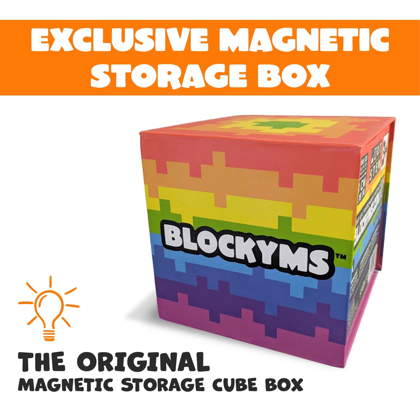 Blockyms First Box – 64PCS Magnetic Blocks for Kids 3-8+ | Cubes Size 3cm/1.18in | STEM Montessori Sensory Toys | Magnetic Storage Box | Educational Building Set | Gift for Boys & Girls