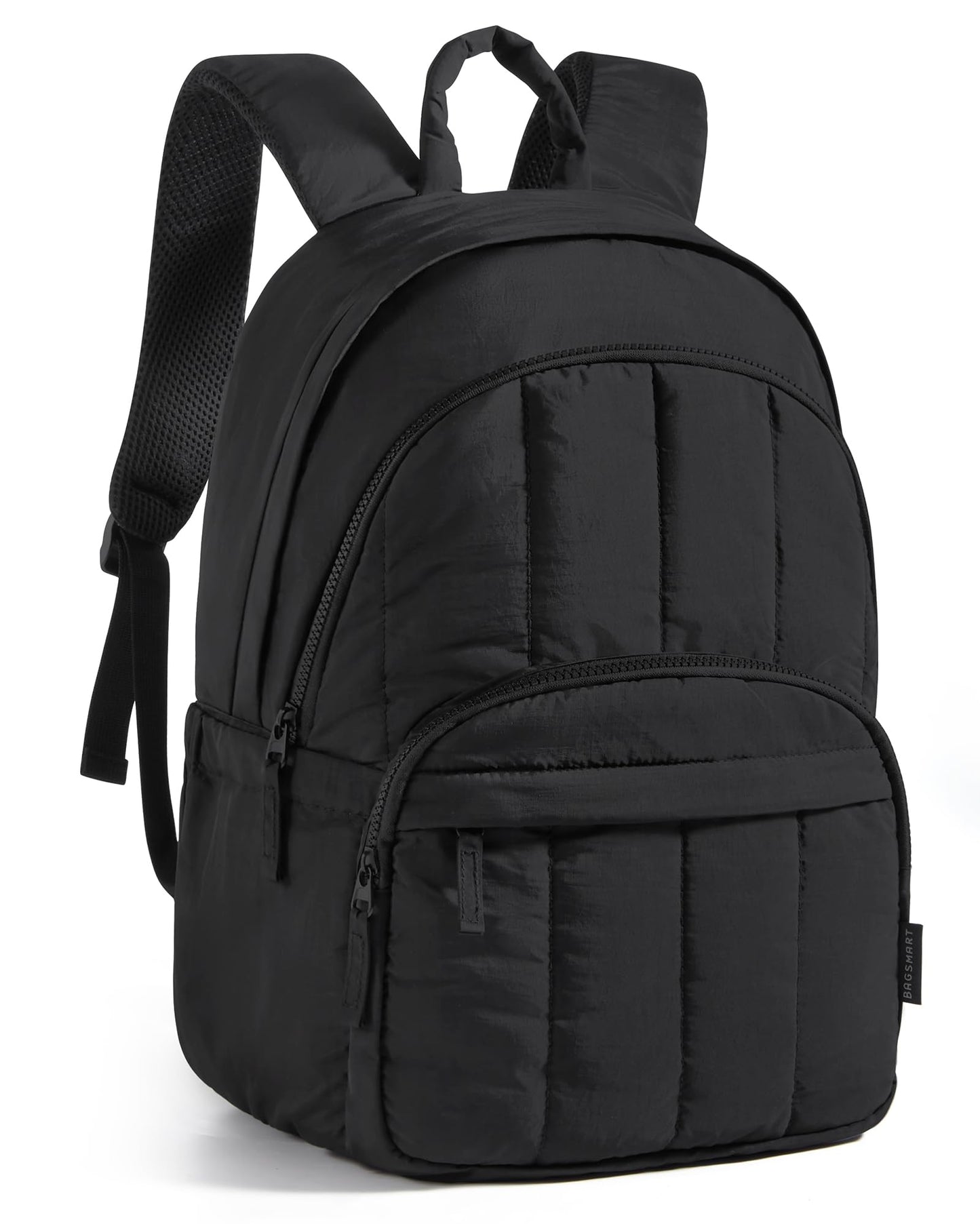 BAGSMART College Laptop Backpack,Cute Travel Backpack for Women,Quilted Computer Bookbag, 01-black, 15.6 Inch, Backpack for Women With Laptop Compartment