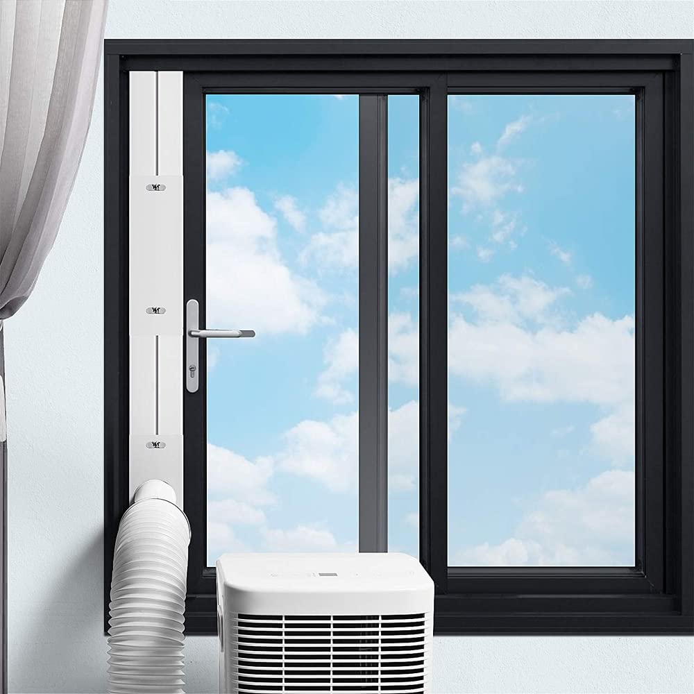 Kerykwan Portable Air Conditioner Window Door Kit with 5.9 Inch Exhaust Pipe Adjustable AC Channel Ventilation Kit Universal AC Sealing Panel for Horizontal Window and