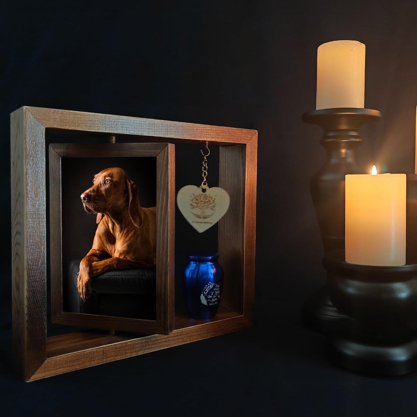 Contid Memorial Picture Frame and Small Urn Set Picture Frame with urn Mini Cremation picture Urn for Loss of Loved One,Frame Hold a 4’’-6’’ Photo, Mini Keepsake Sharing Funeral Urn with Brown Photo Frame