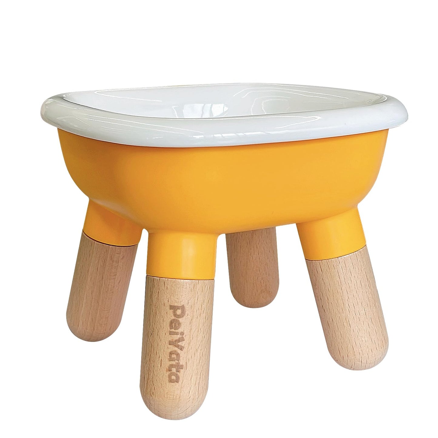 PEIYATA Ceramic Dog and Cat Bowl with Beech Wood & Acrylonitrile Butadiene Styrene Stand Weighted Food or Water Set for Cats &Small Dogs 13.5OZ
