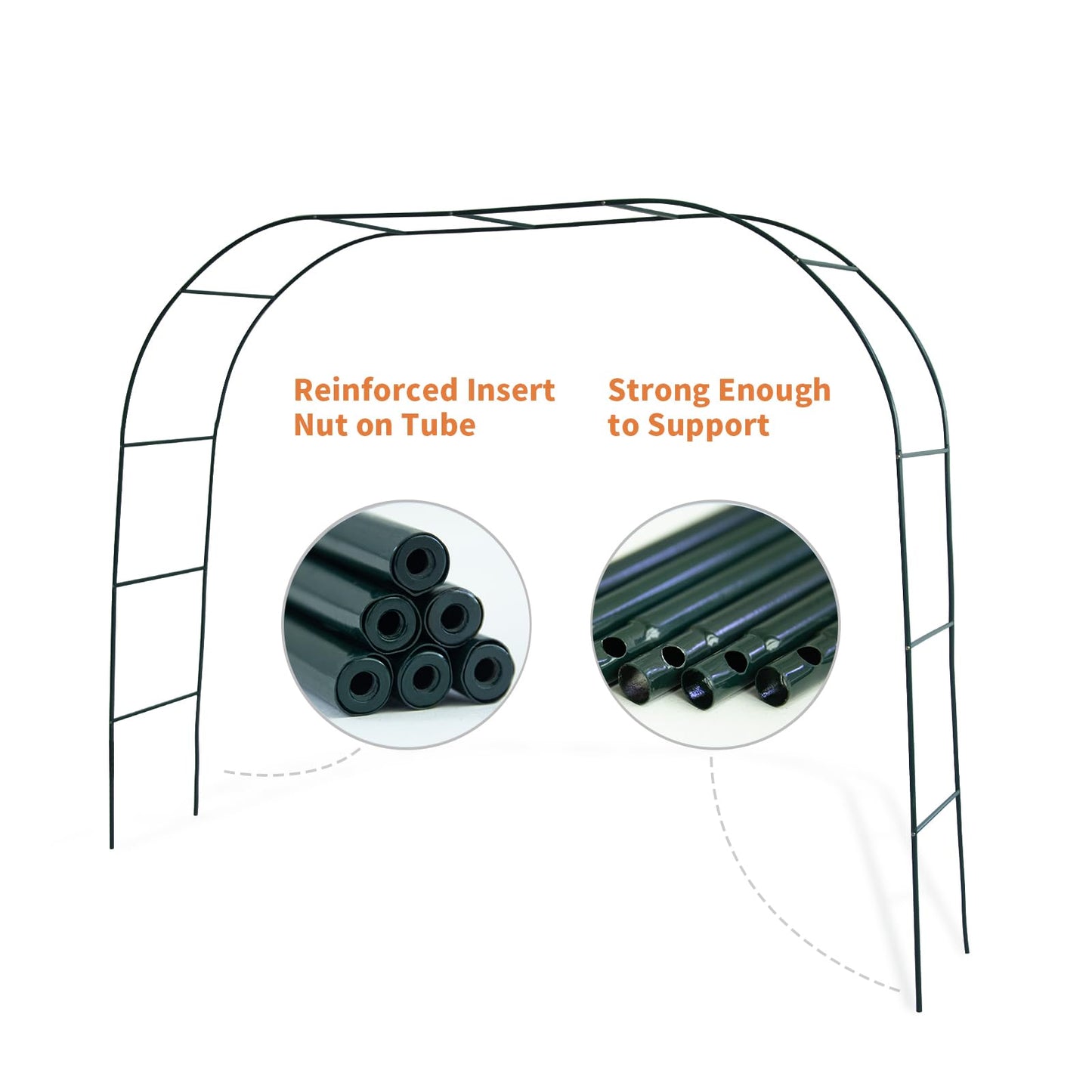 Heyfurni Garden Arch Trellis, Dark Green Durable Metal Arbor, Climbing Plants Support, Wedding Decoration Party Event Holiday,7'8" High x 4'5" Wide