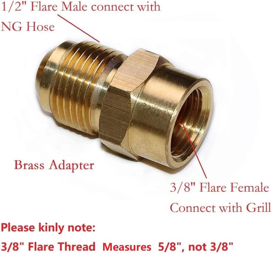 10 Feet 1/2 ID Natural Gas Hose Conversion Kit, Propane Gas Grill Quick Connect/Disconnect Hose Assembly with Adapter 1/2" Flare To 3/8" Female Flare(Measures 5/8" ) for Outdoor NG/Propane Appliance