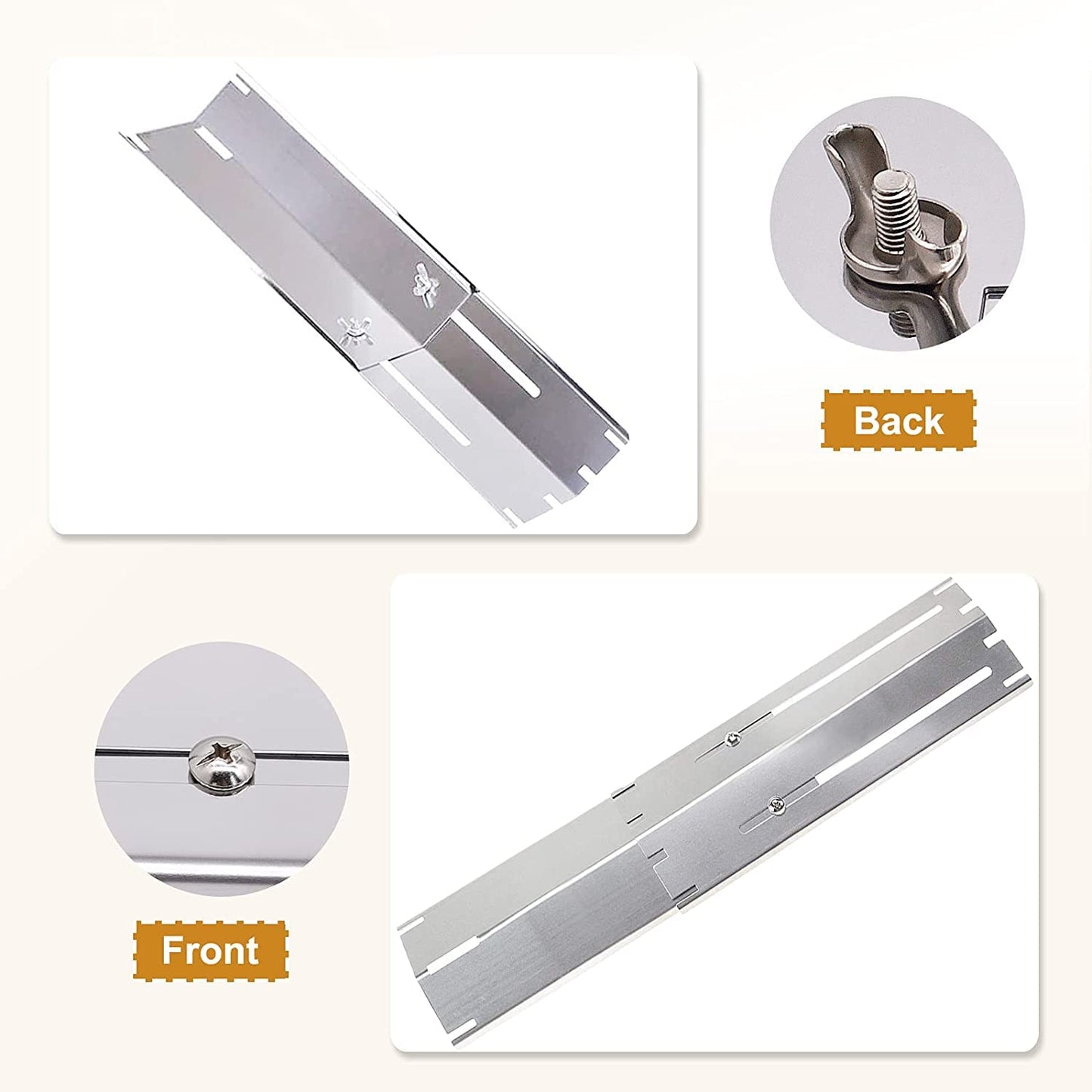 Hiorucet Heavy Duty Adjustable BBQ Heat Shields, Heat Plates, Stainless Steel Grill Burner Covers, Heat Tents, Flame Tamers, Flavorizer Bars for Gas Grill, Extends from 11.75" up to 21" L, 5 Pack