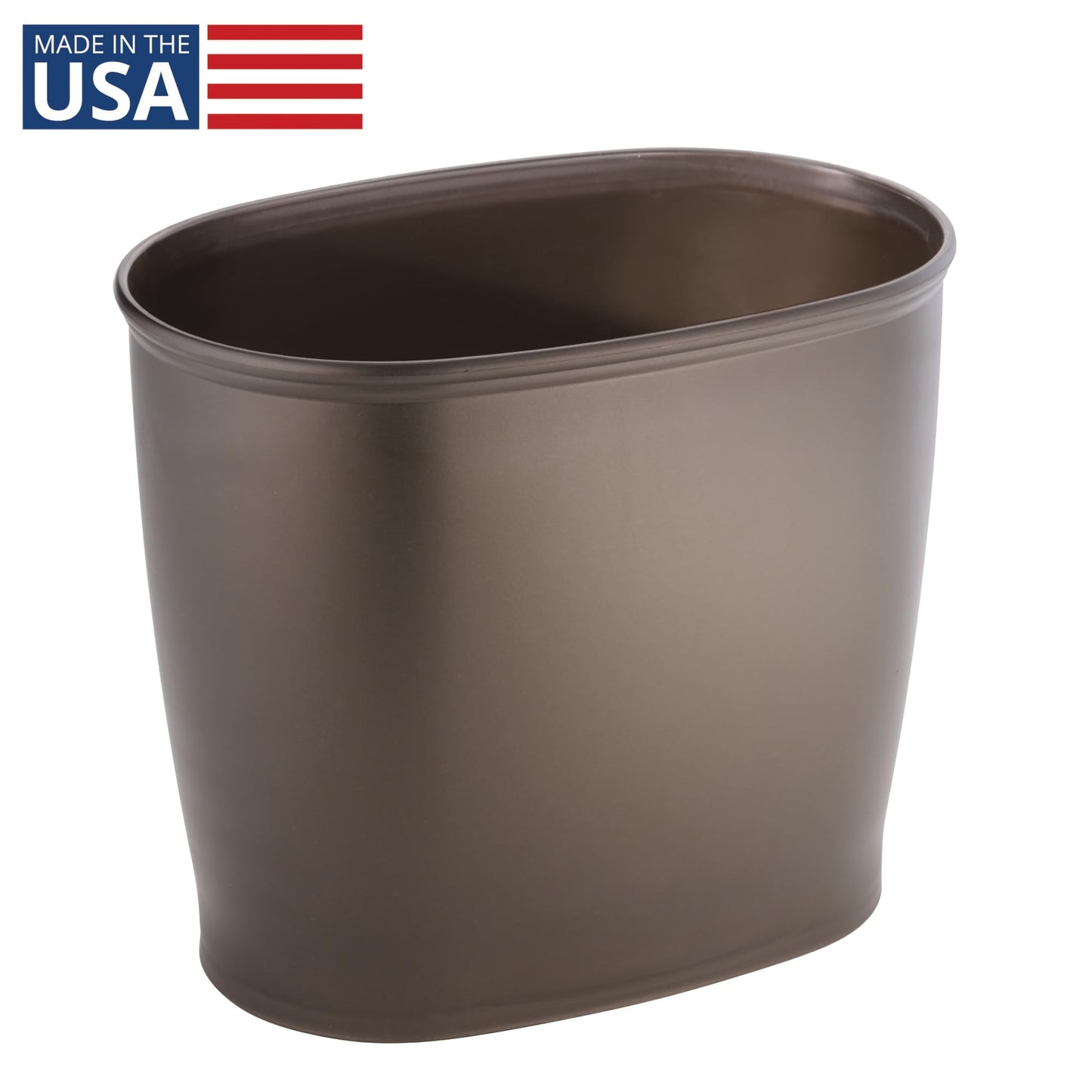 iDesign Kent Oval Waste Can, Trash Can for Bathroom, Bedroom, Office - Bronze