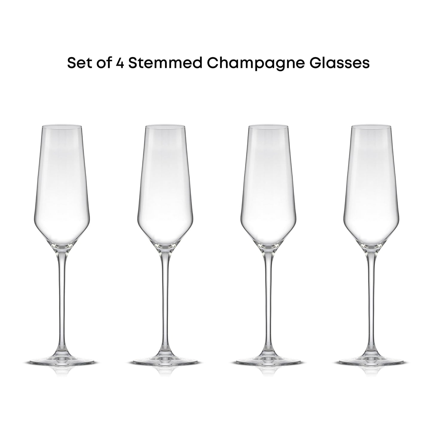 JoyJolt Champagne Flutes – Layla Collection Crystal Champagne Glasses Set of 4 – 6.7 Ounce Capacity – Ideal for Home Bar, Special Occasions