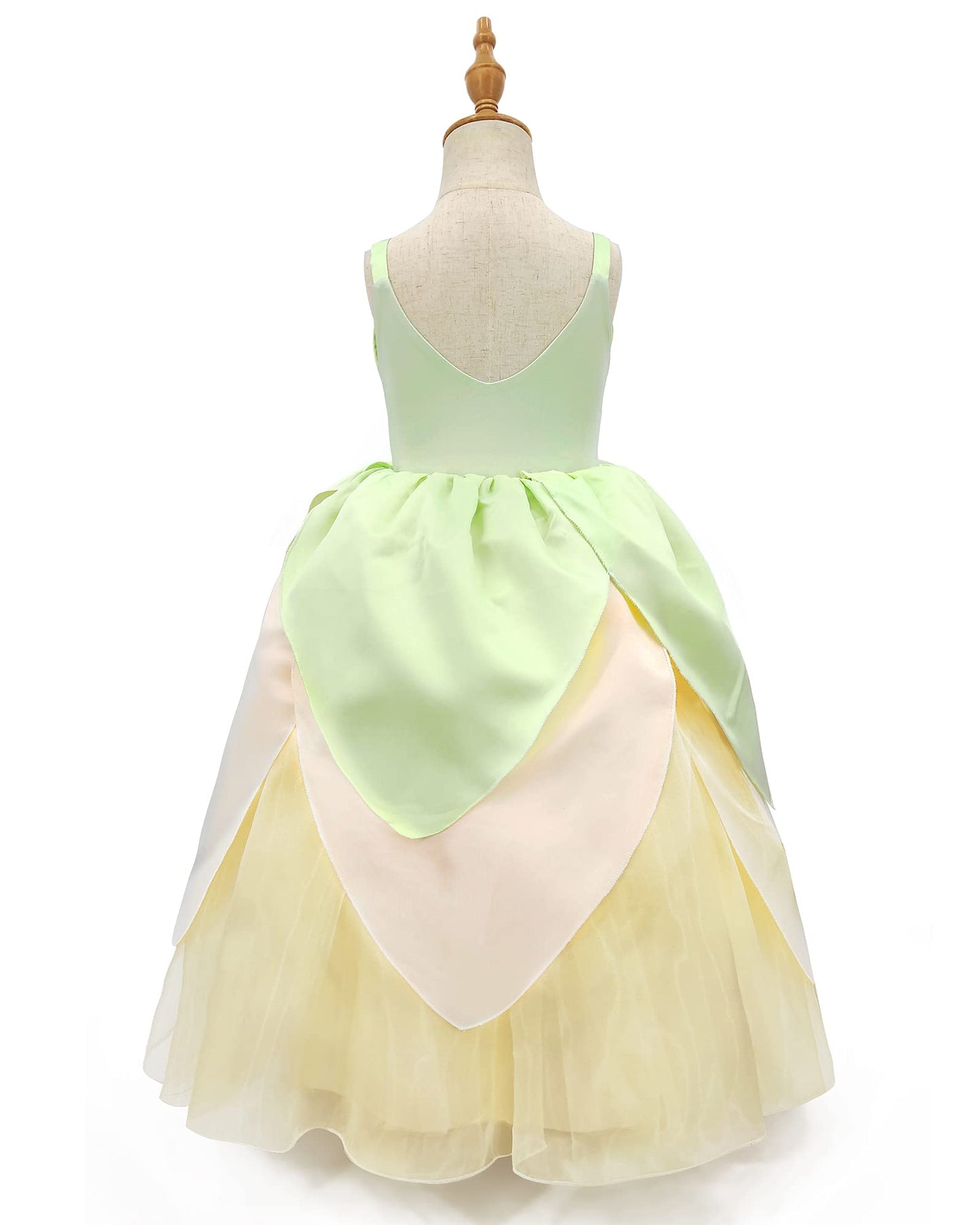 CQDY Princess Tiana Costume for Girls Fancy Fairy Halloween Party Dress Up Toddler Tale Role Play Green Frog Dress
