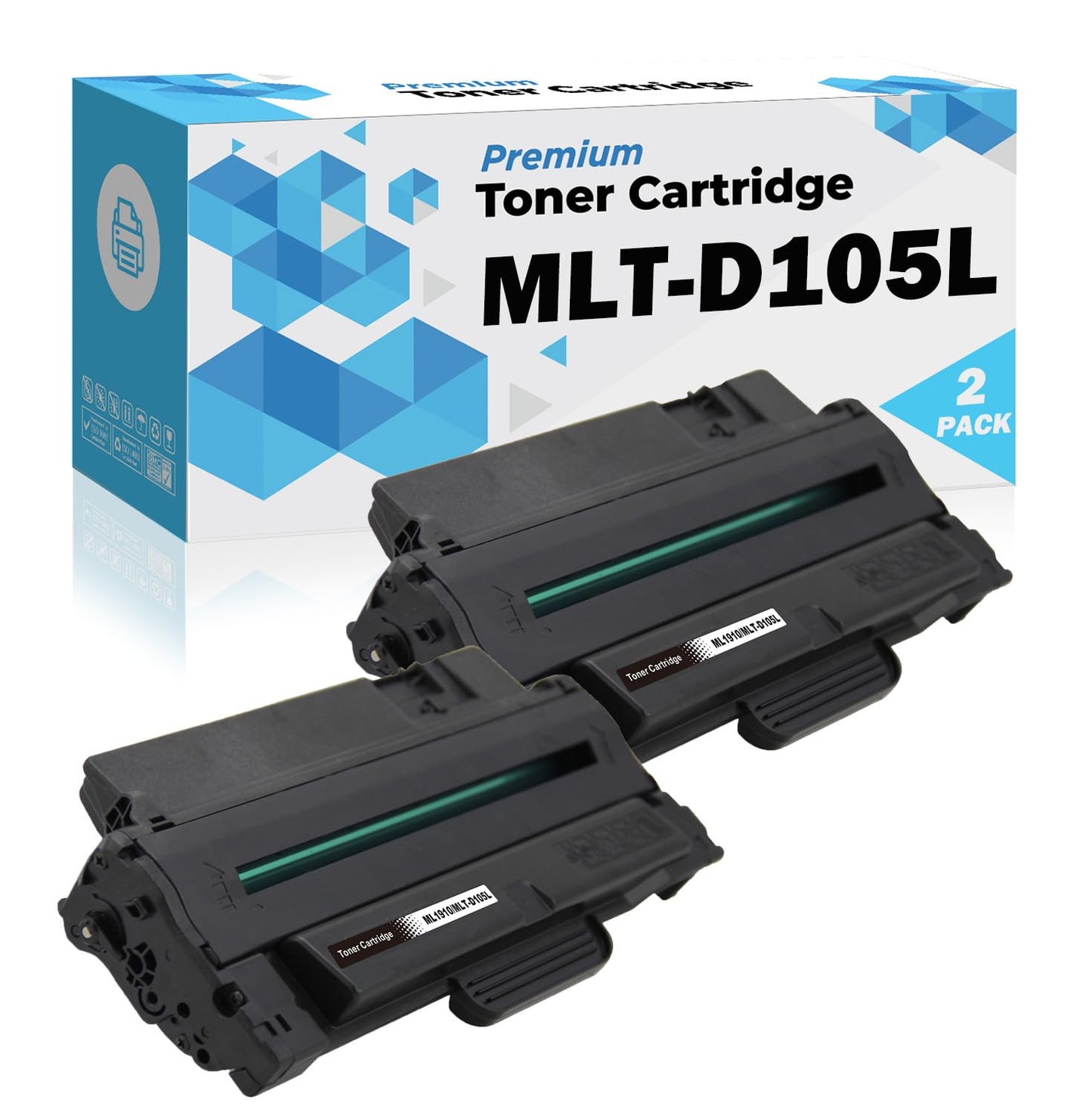 Ultra Toner® Compatible Replacement for Samsung MLT-D105L Toner Cartridge D105L mltd105 mlt-d105l for ML-1910 1915 ML-2525 2525W 2540R 2545 2580n SCX-4600 SCX-4623F 4623FN 4623FW SF-650 650P (2PK)