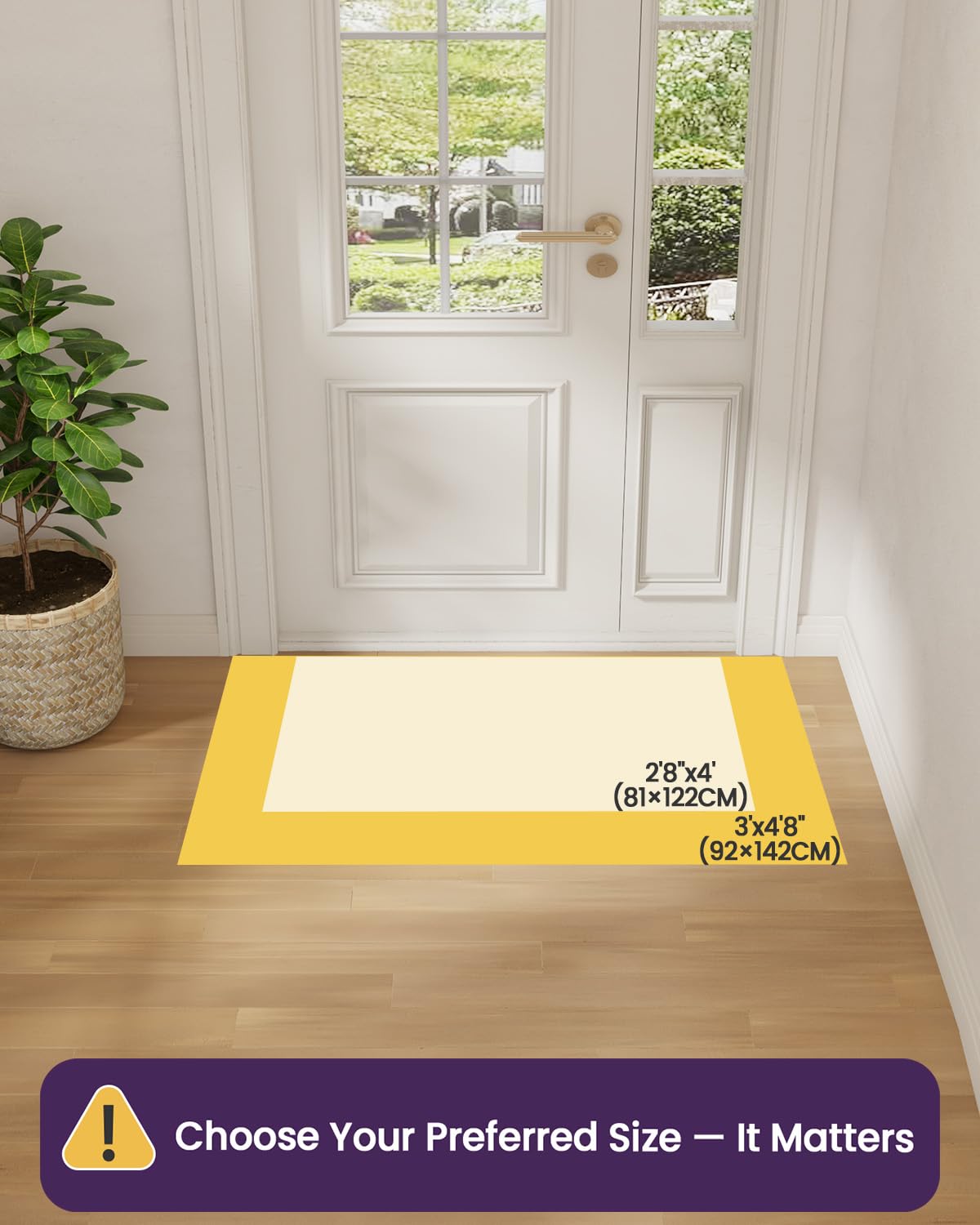 DEXI Front Door Mat Indoor, 36x56 Dirt Trapper Absorbent, Low Profile Non Slip Entrance Rug, Easy Clean Washable Inside Doormat for Entryway, Living Room, Laundry Room, Beige