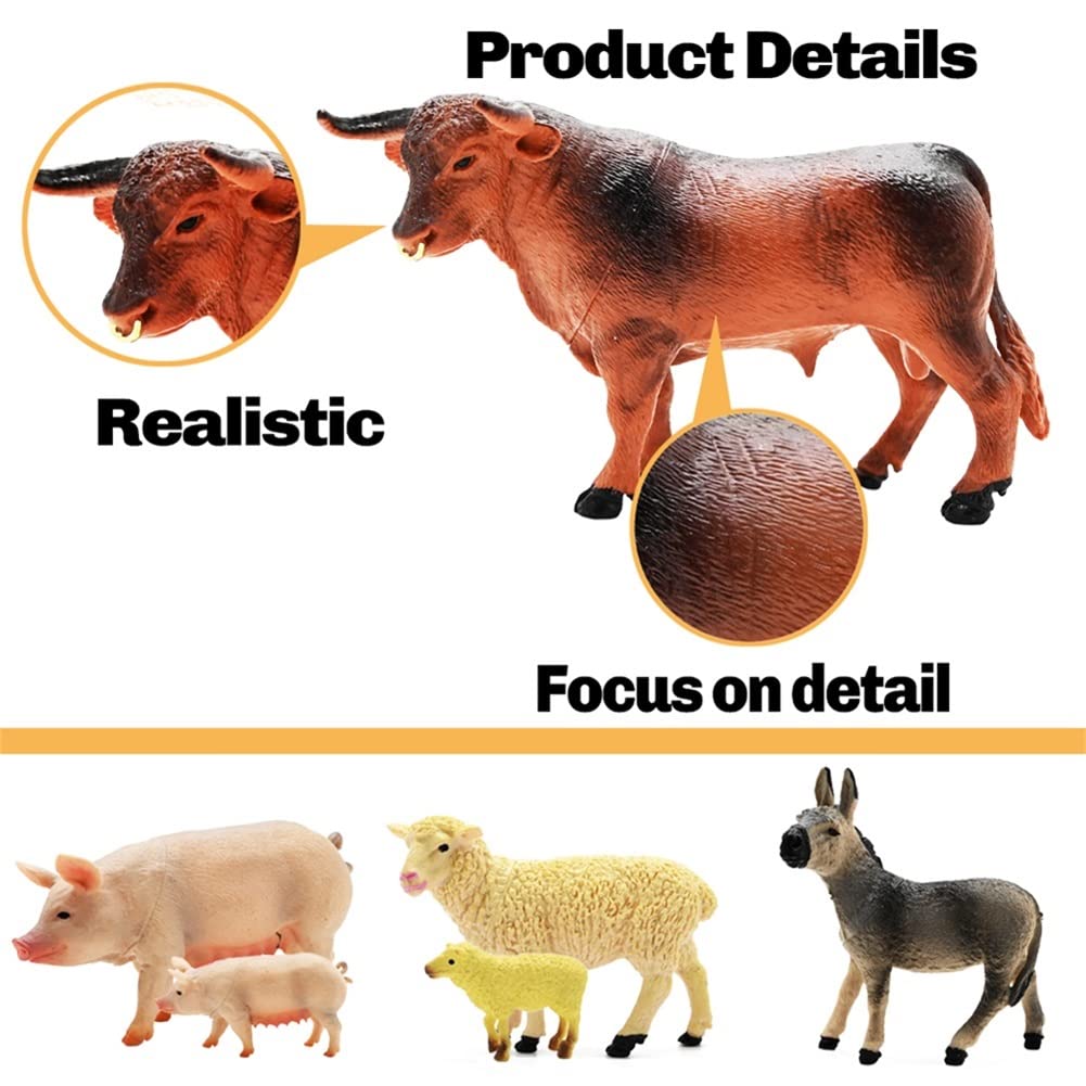 3 Pack Farm Toy Tractor with 40pcs Plastic Farm Animals Figurines and Fence Farm Playset, Farm Figures Farmer Vehicle Toy Truck with Trailer for Kids Boys Girls Toddlers