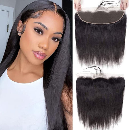 13x4 Ear To Ear Lace Frontal Closure Brazilian Straight HD Lace Frontal Closure Virgin Human Hair Lace Closure Natural Black 180% Density(13X4 Straight, 20 Inch)