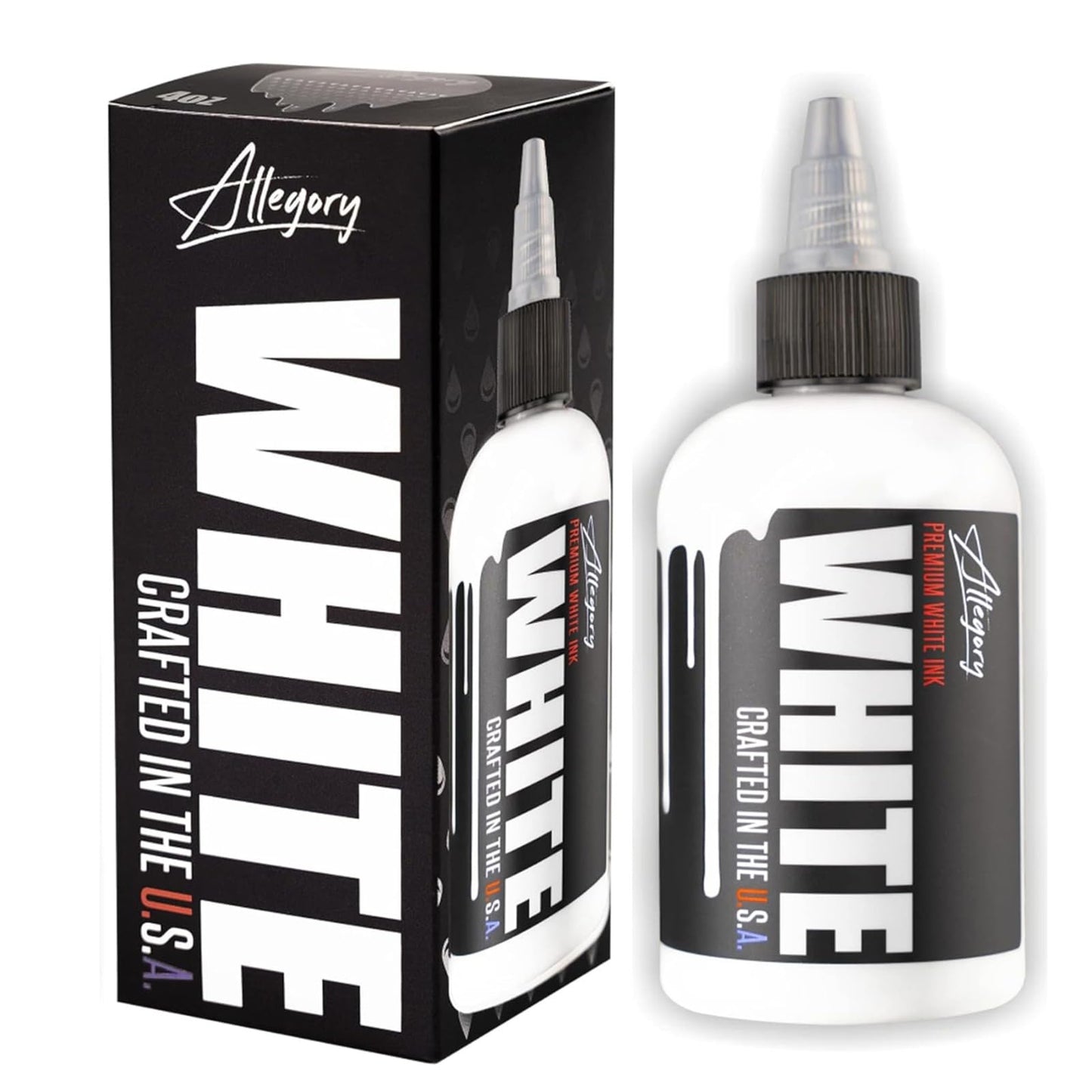 Allegory Tattoo Ink – White, Premium White Tattoo Ink, Perfect for Mixing, Shading and Highlighting, Smooth, Consistent Pigment, Vegan Friendly Tattoo Color, Organic Ink, Crafted in The USA, 4 oz