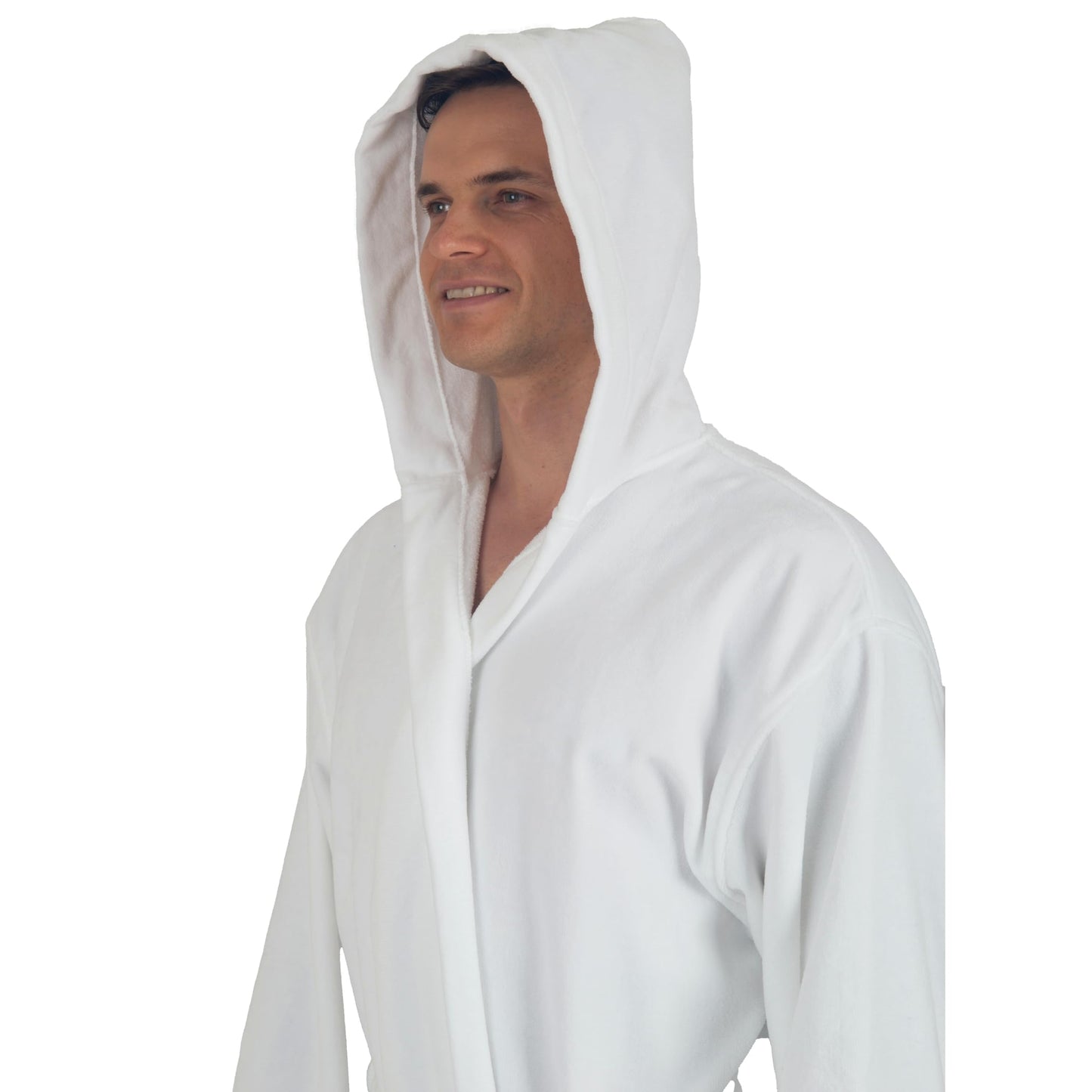 Alpine Swiss Dane Mens Hooded Bathrobe Pure Cotton Terry Cloth Long Robe for Men Super Absorbent Quick Drying Luxury Spa Robe WHT XL/2XL