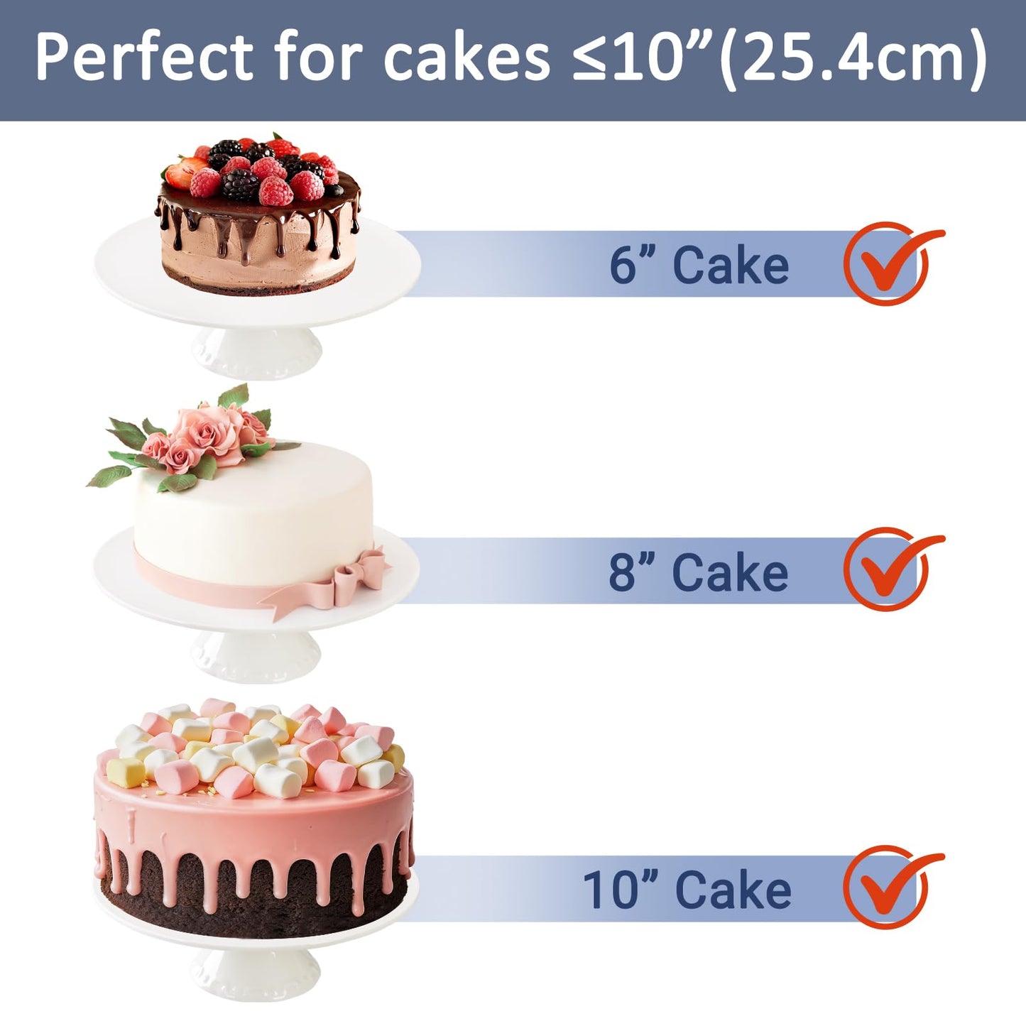BPFY Ceramic White Cake Stand for Snacks and Cookies (Holds 10-Inch Cake), Round Cake Plate Stand for Wedding, Baby Shower, Birthday Party Decor