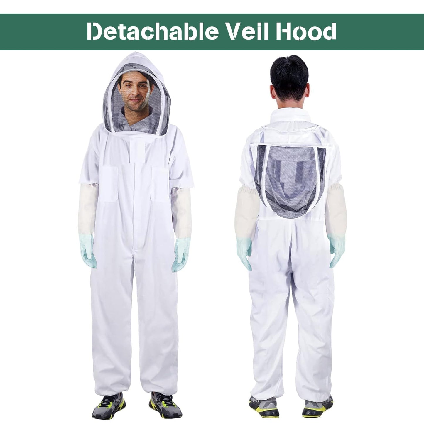 Deuovht Bee Suit Professional Beekeeper Suit for Men Women Full Body Veil Hood Beekeeping Supplies Costume for Beekeeper (XXL (with Gloves))