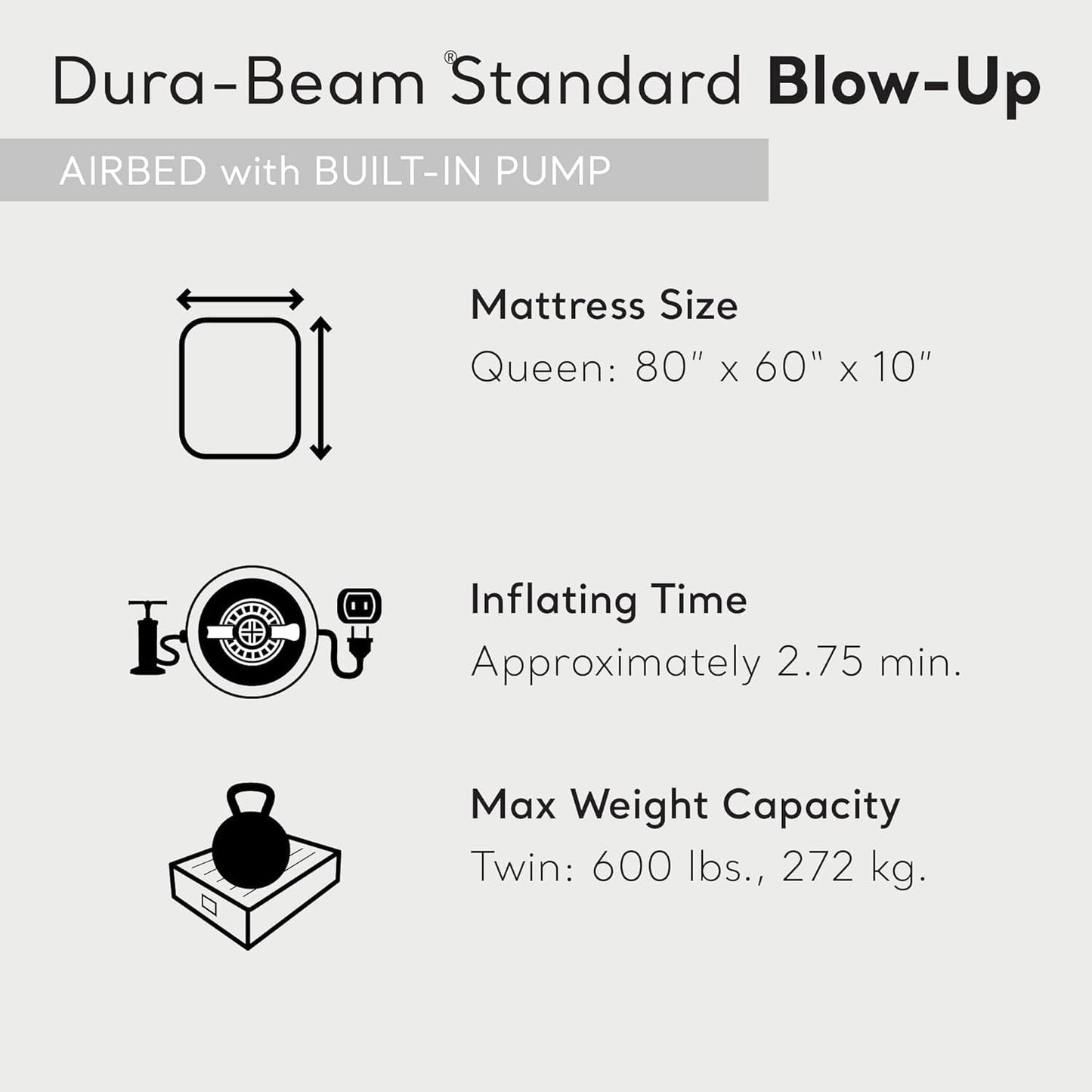 Intex Dura-Beam® Standard Downy Queen Air Mattress 10" Queen with Hand Pump