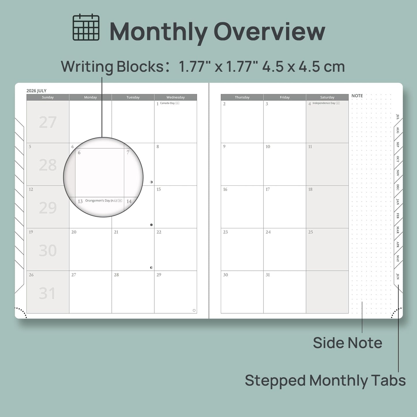 POPRUN Weekly Planner 2026-2027 (Large 8.5''x 10.5'') Academic Calendar (JUL.26 - JUN.27) Appointment Book with Monthly Tabs, Leather Soft Cover, Inner Pocket, 100 GSM - Navy Blue