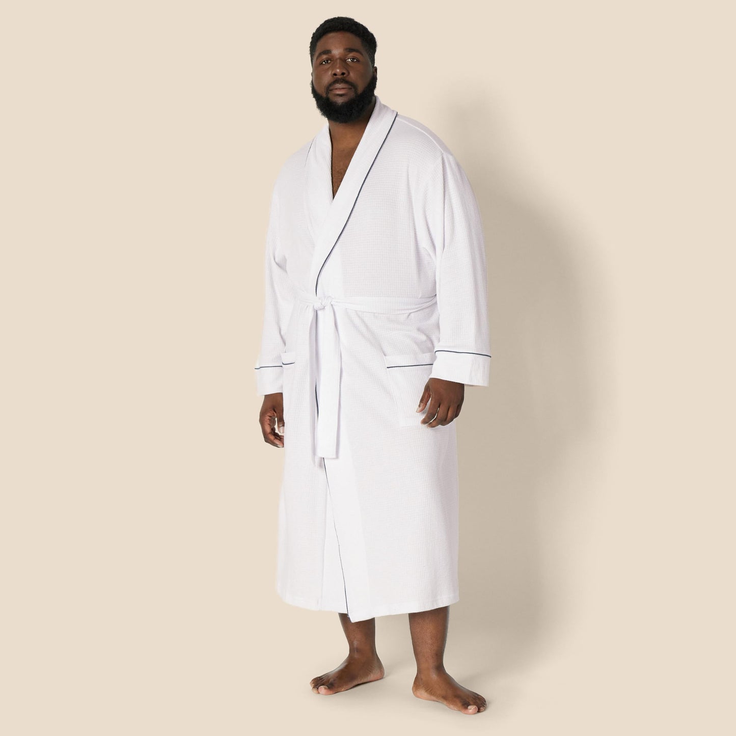 Amazon Essentials Men's Waffle Shawl Robe, -White, XL/XXL