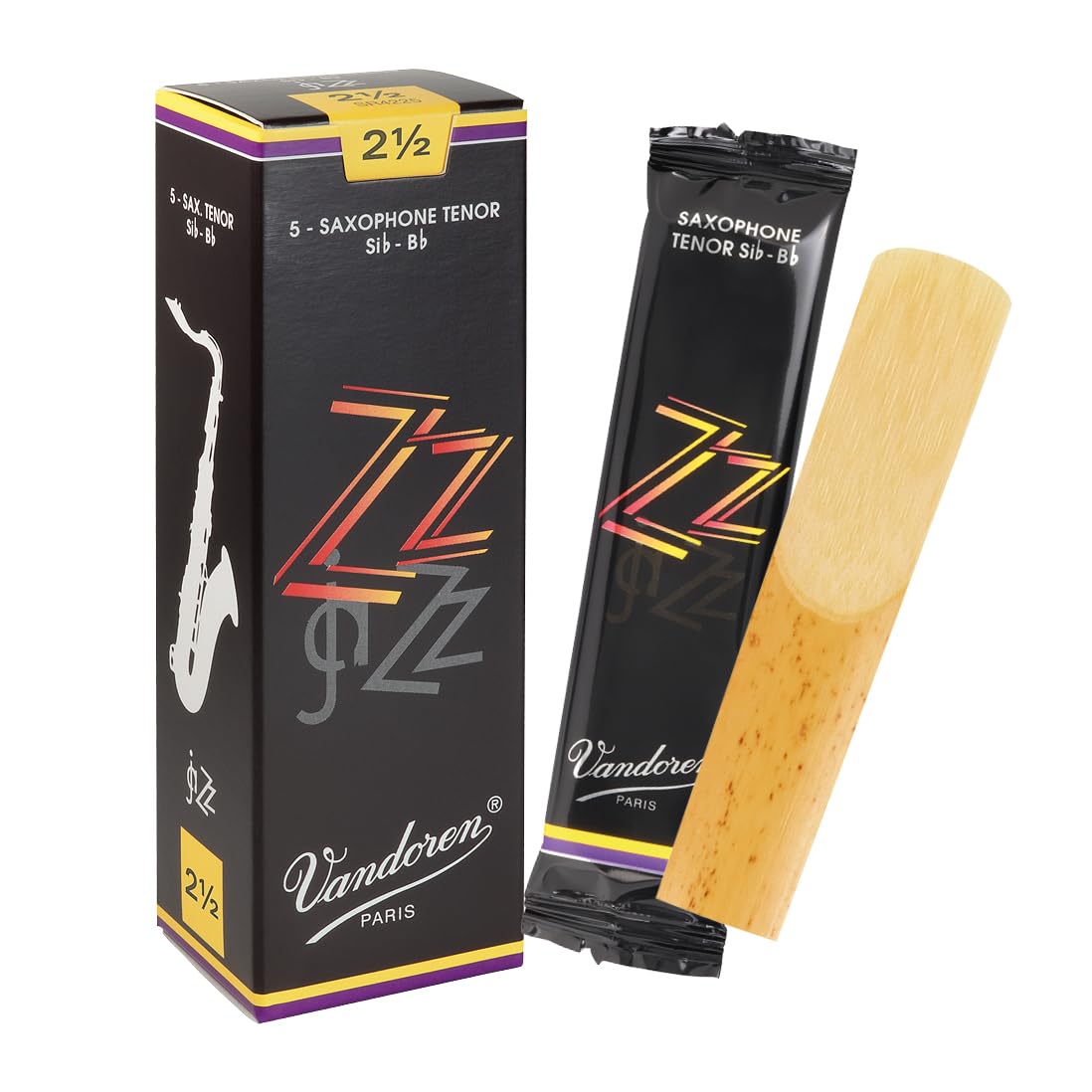 VANDOREN SR4225 ZZ Tenor Saxophone Reeds, 2-1/2, Box of 5