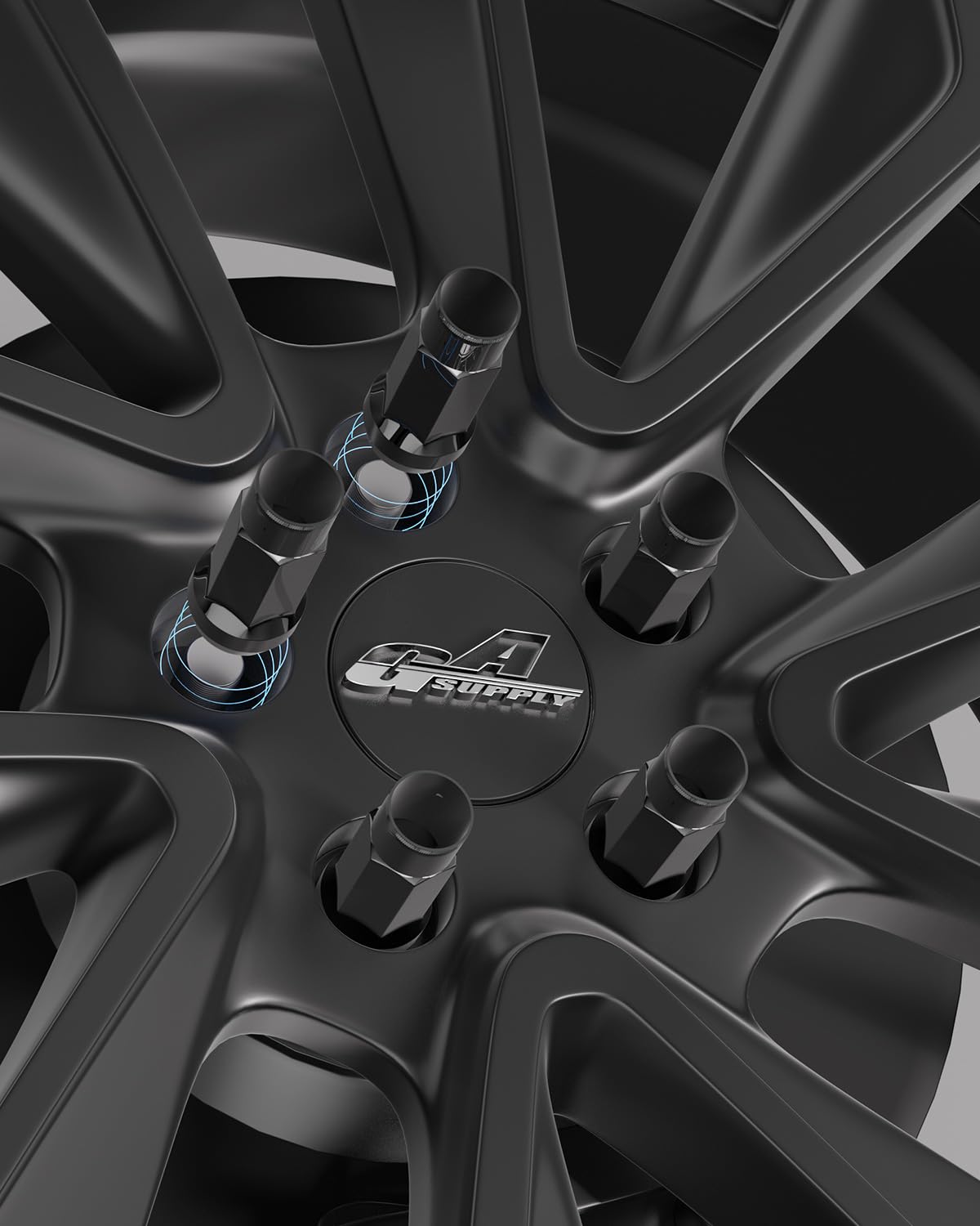 GAsupply 12x1.5 Extended Open End Lug Nuts Black, 1.9" 48mm Tall, 17mm Hex, Conical Seat 60 Degree, 20 Pack+1 Lug Nut Lock Key Socket