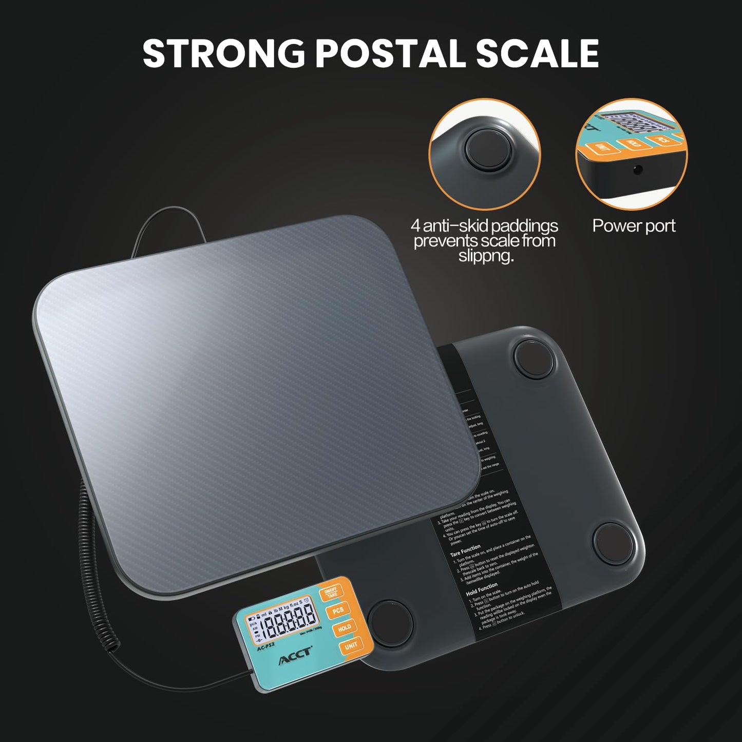 ACCT Digital Postal Scale, 200 KG/440 lbs Capacity, Commercial Weighing Scale for Parcels, Mail, Warehouses, Home, Luggage