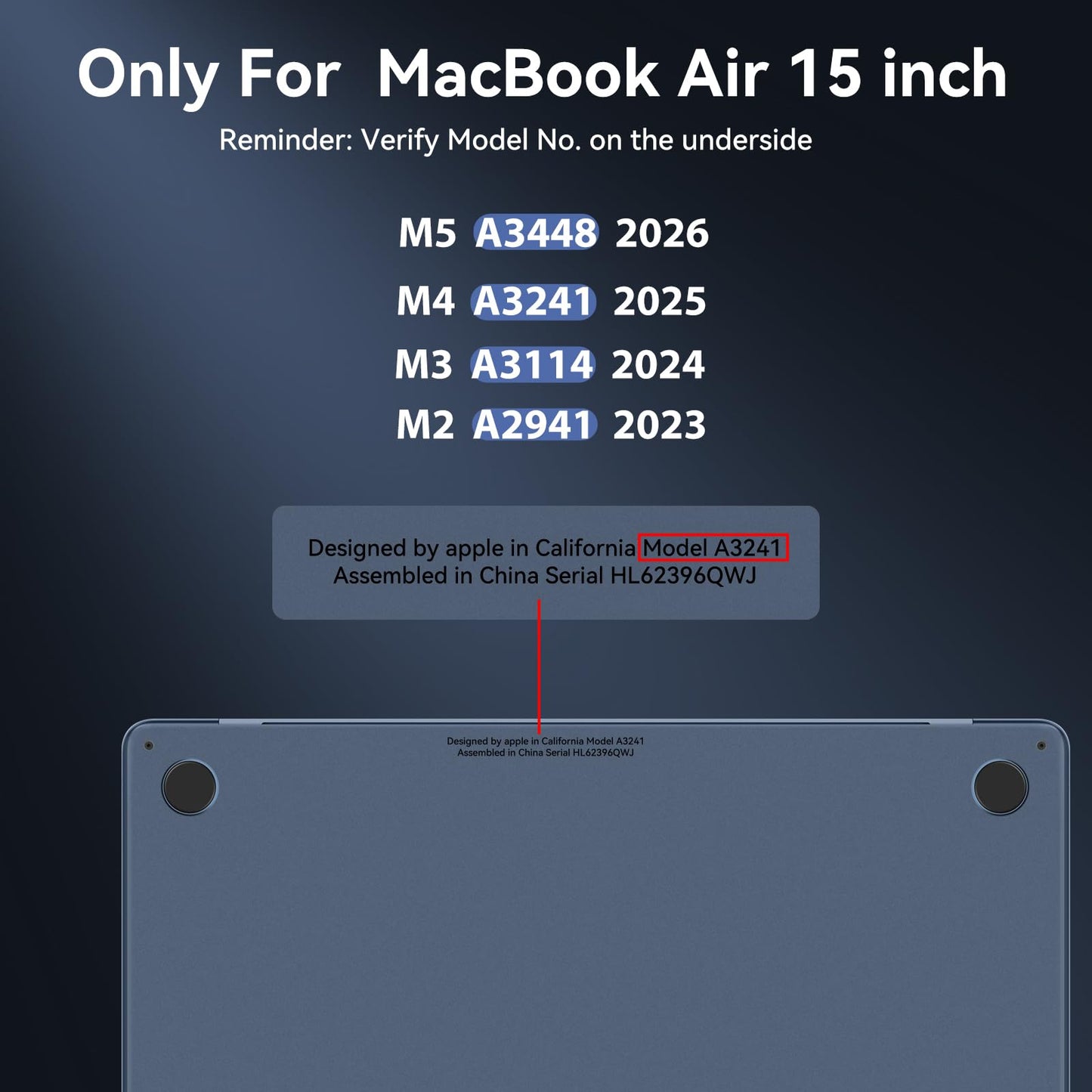 BlueSwan for MacBook Air 15 inch Case, M5 M4 M3 M2 2026-2023 A3448 A3241 A3114 A2941, 100% Laptop Color Match, Easy to Snap on, Grippy Matte Texture, Air 15.3 Hard Protective Laptop Cover, Midnight