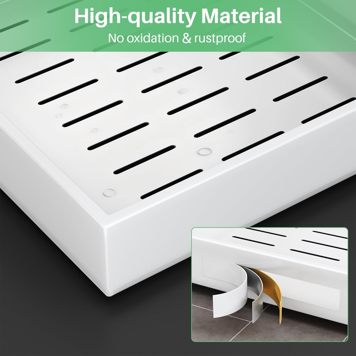 Pull out Cabinet Organizer, 21"Deep, 16.9"Wide Full-Extension Heavy Duty Slide out Drawers with Nano Adhesive, Roll Out Shelf Sliding Cabinet Storage for Kitchen, Bathroom, Pantry, Under Sink(White)