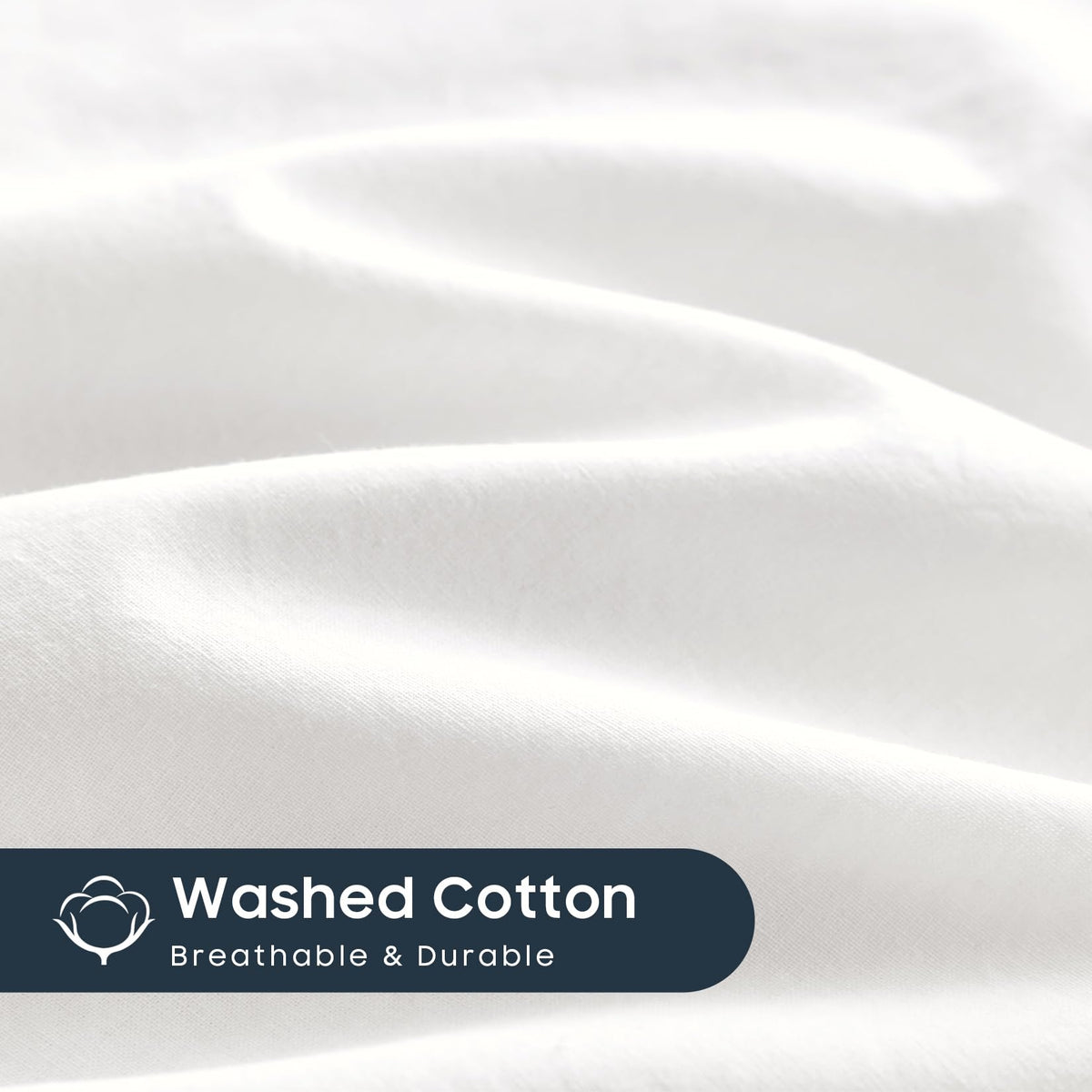 Wake In Cloud - White Cotton Duvet Cover Set, Queen Size, 100% Washed Cotton Plain Solid Color, Linen Like Textured, Breathable Durable Farmhouse Neutral Bedding Set, 3 Pieces