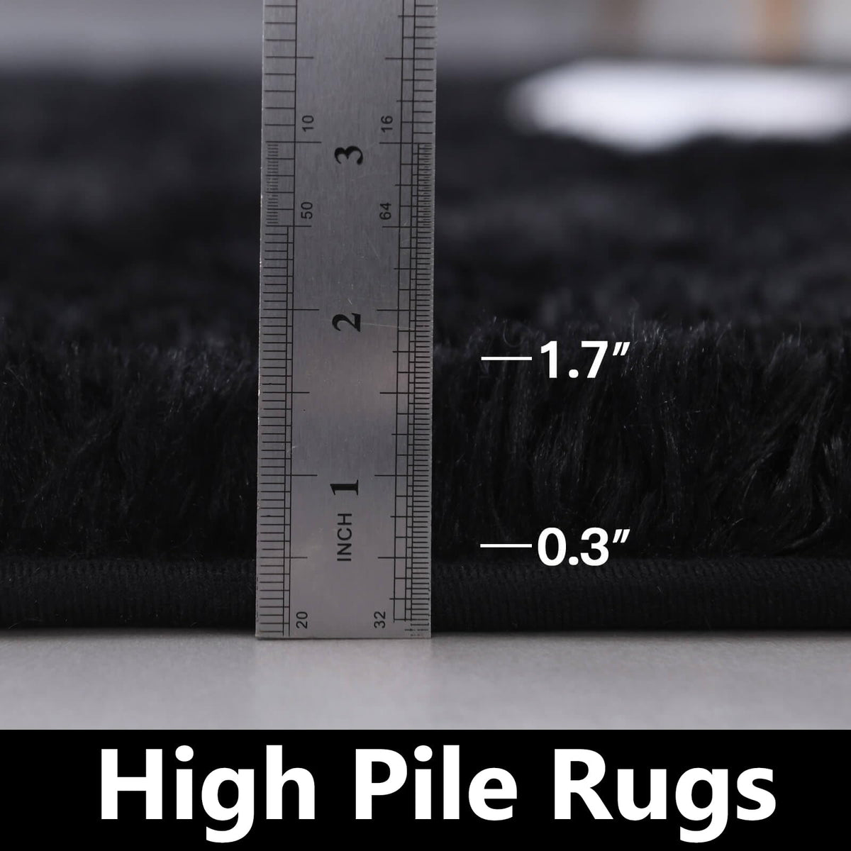 BRICHOEE Shaggy Area Rug, 5x7 Ft Black Upgrade Anti-Skid Durable Rectangular Cozy, High Pile Soft Throw Rug for Nursery Living Room
