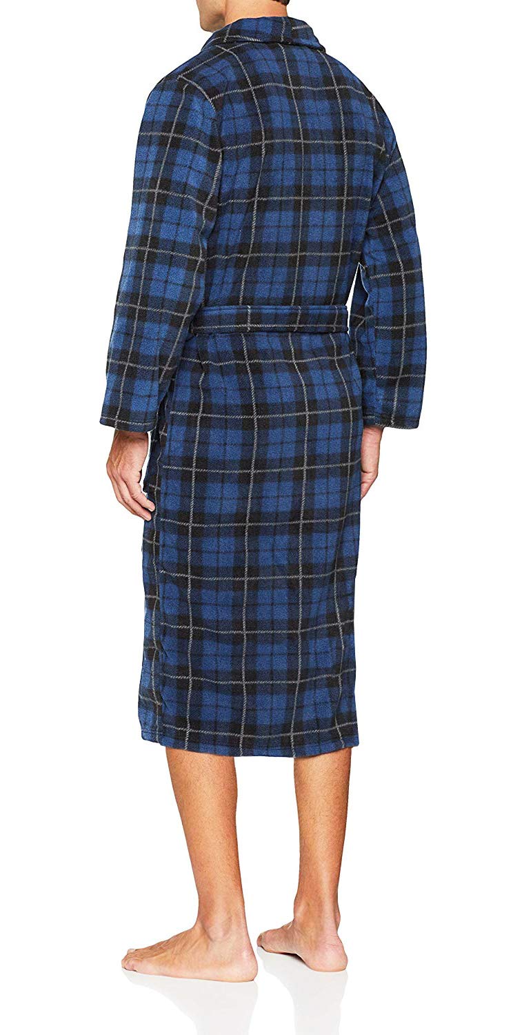 Men's Fleece Robe by John Christian - Blue Tartan (XXL)